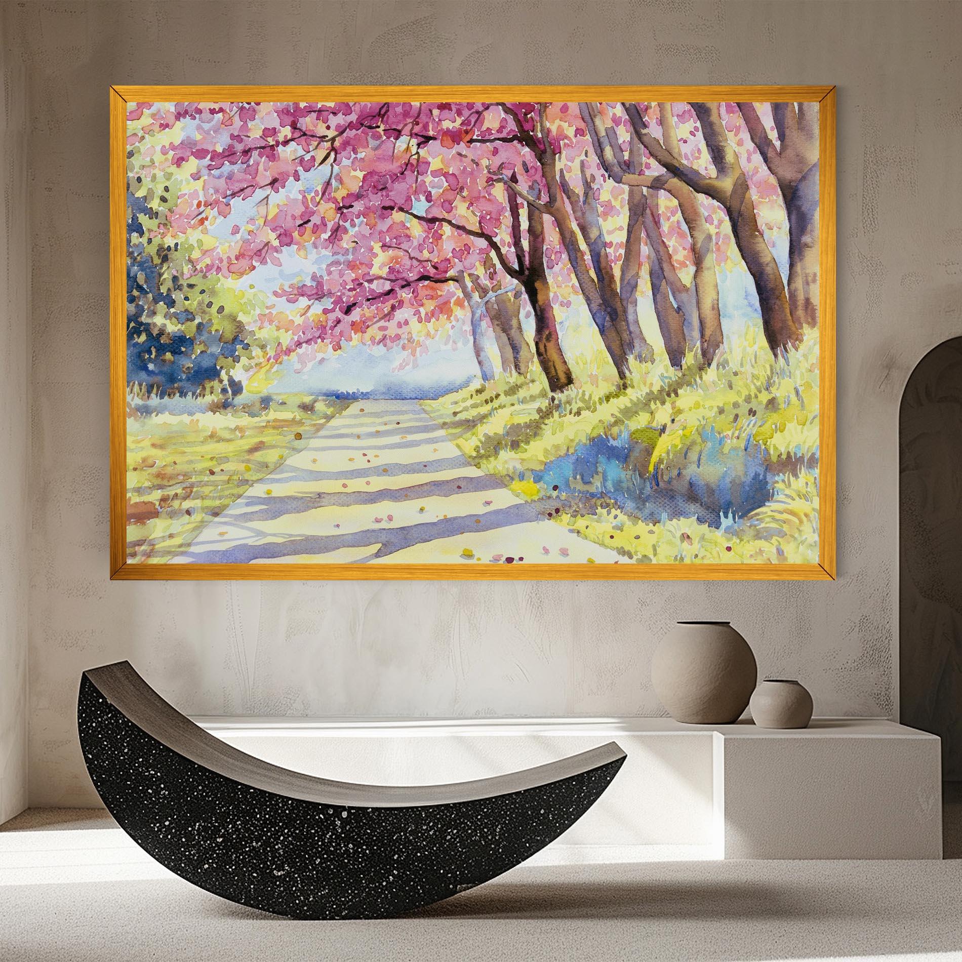 Vászonkép Watercolor Spring Landscape mockup 8