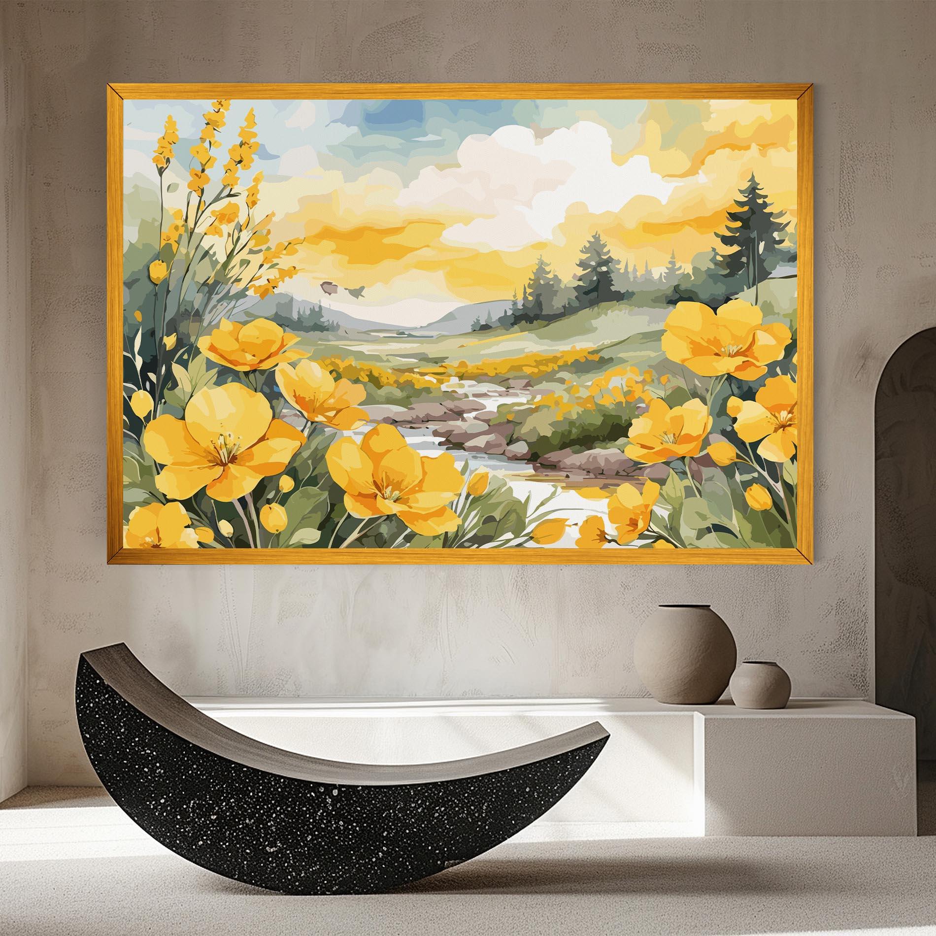 Vászonkép Yellow Spring Flower mockup 8