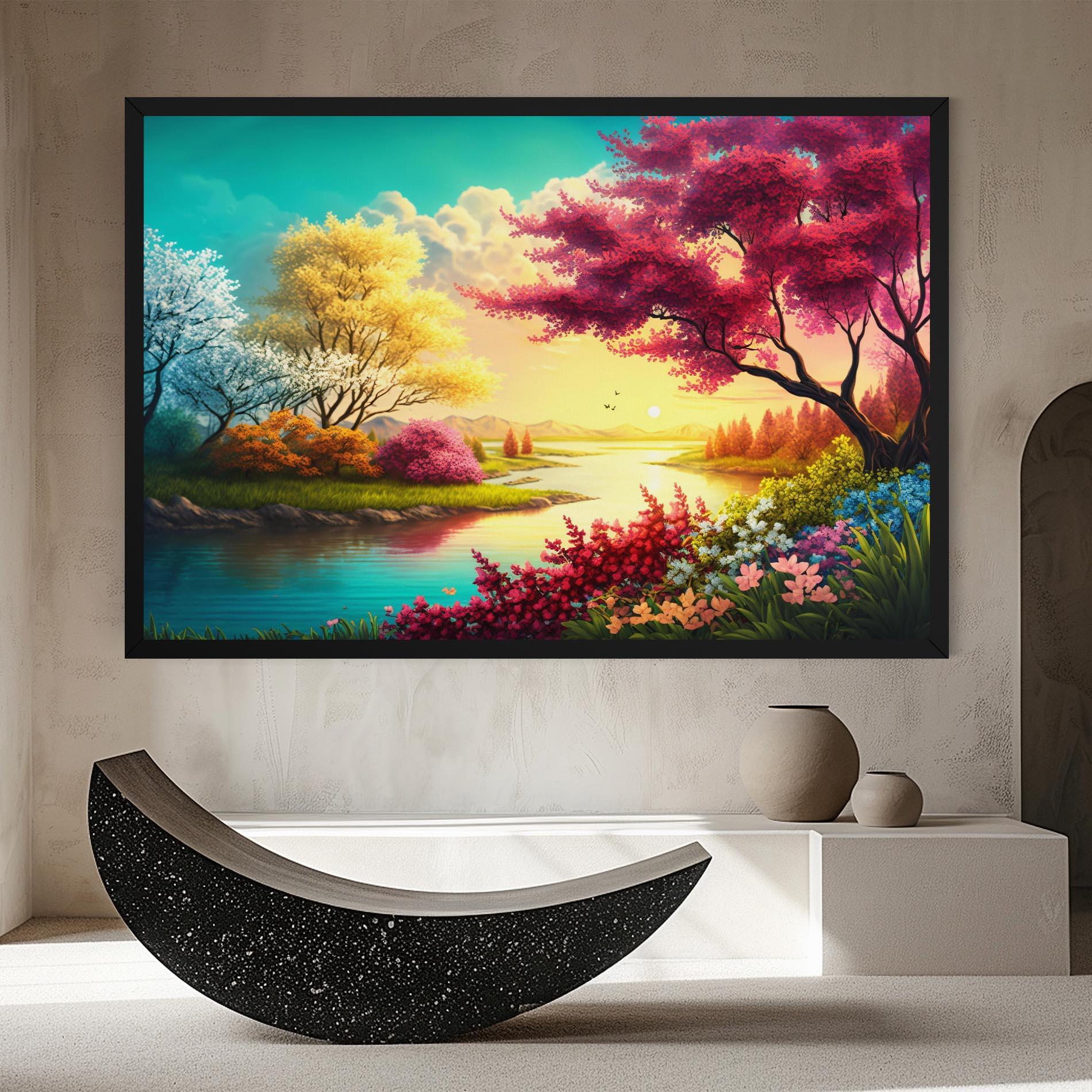 Vászonkép Pink Yellow Trees mockup 8