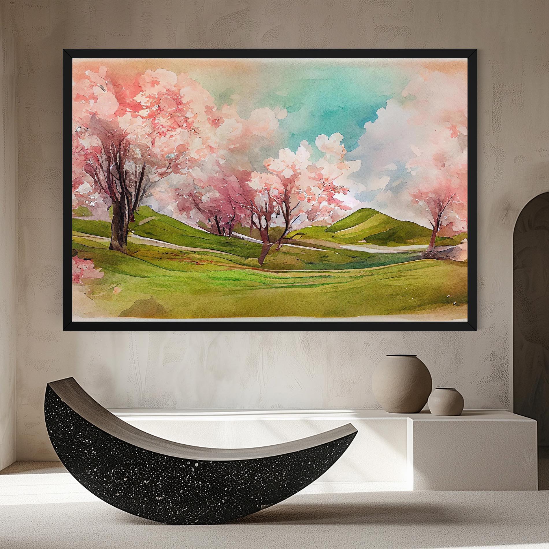 Vászonkép Spring Trees Painting mockup 8