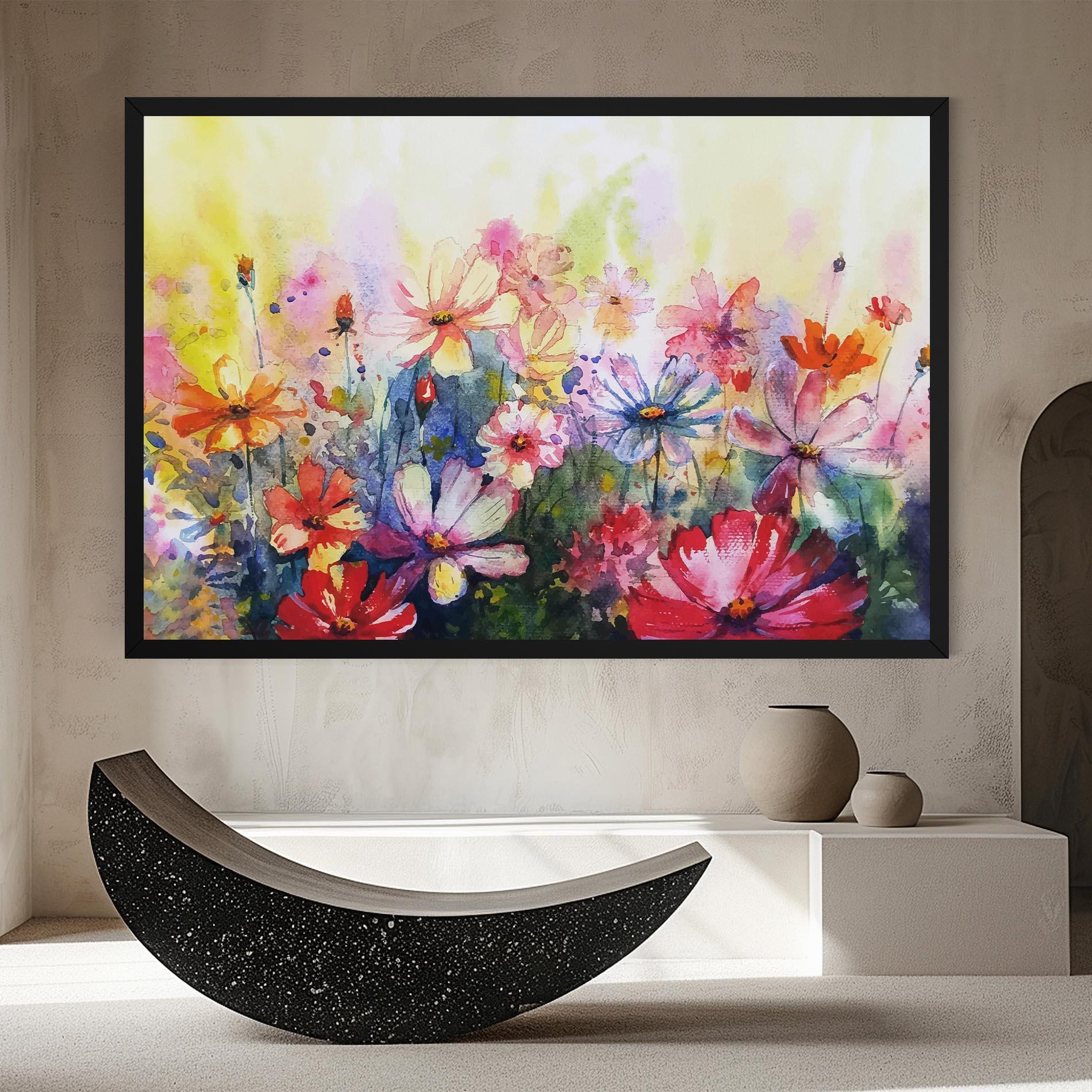 Vászonkép Water Art Flowers mockup 8