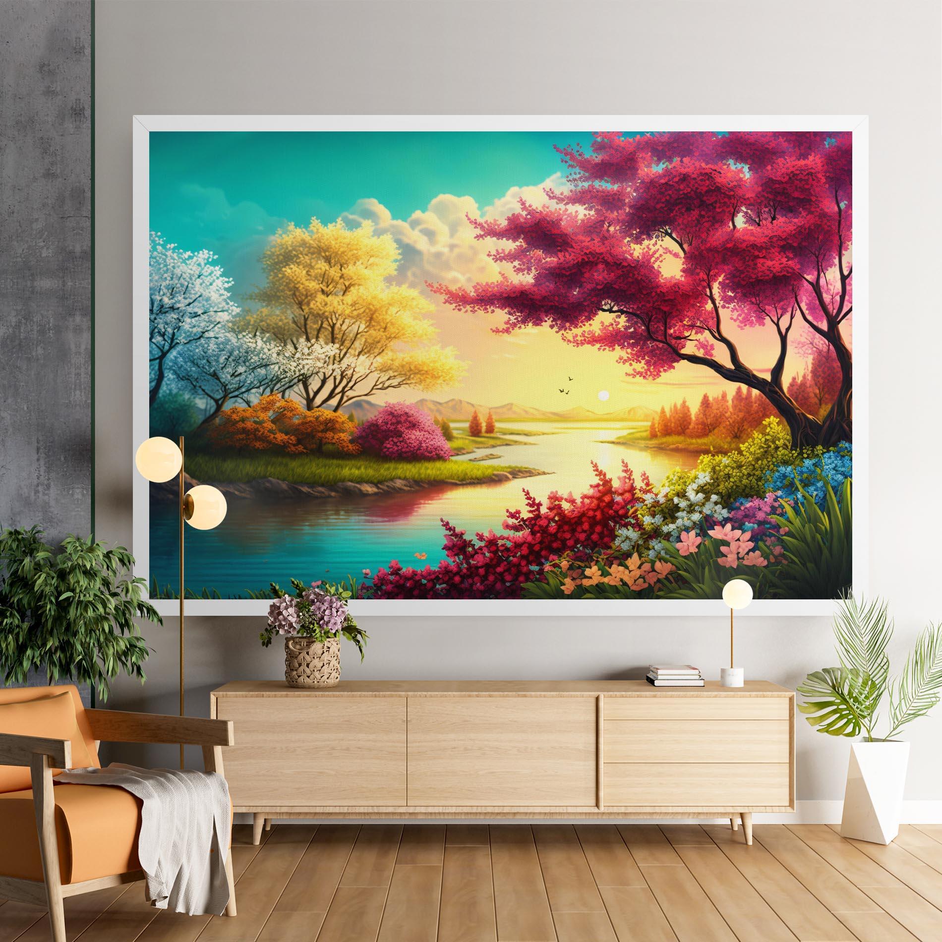 Vászonkép Pink Yellow Trees mockup 9
