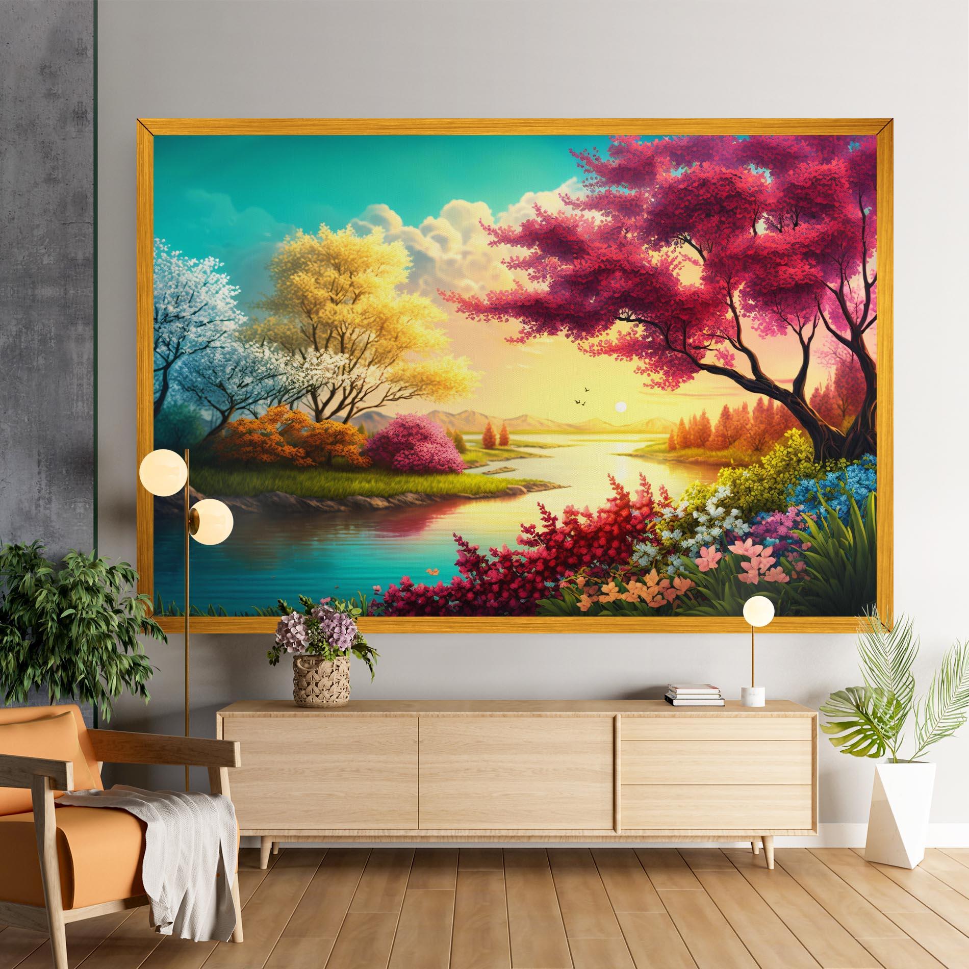 Vászonkép Pink Yellow Trees mockup 9