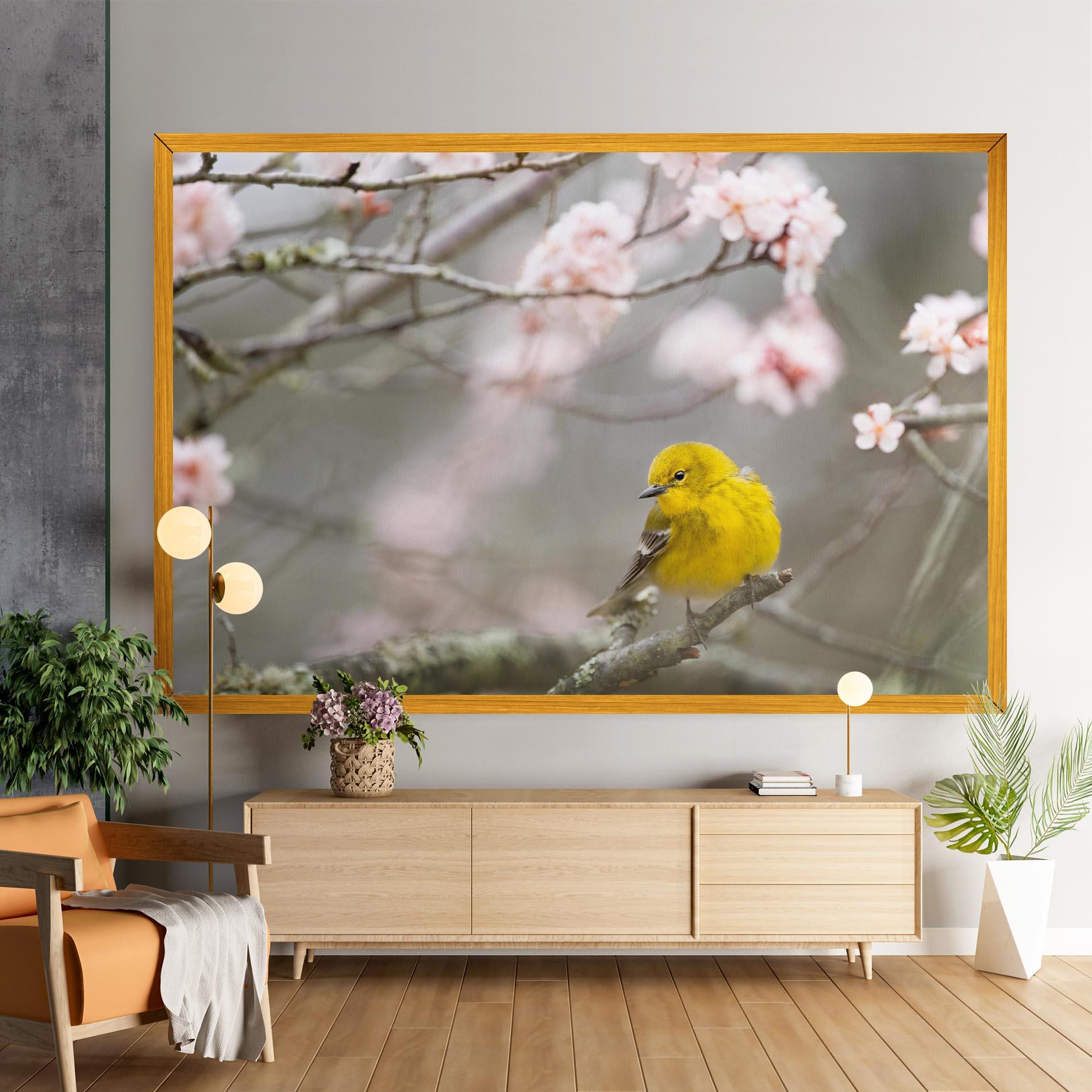 Vászonkép Pretty Spring Yellow Bird mockup 9