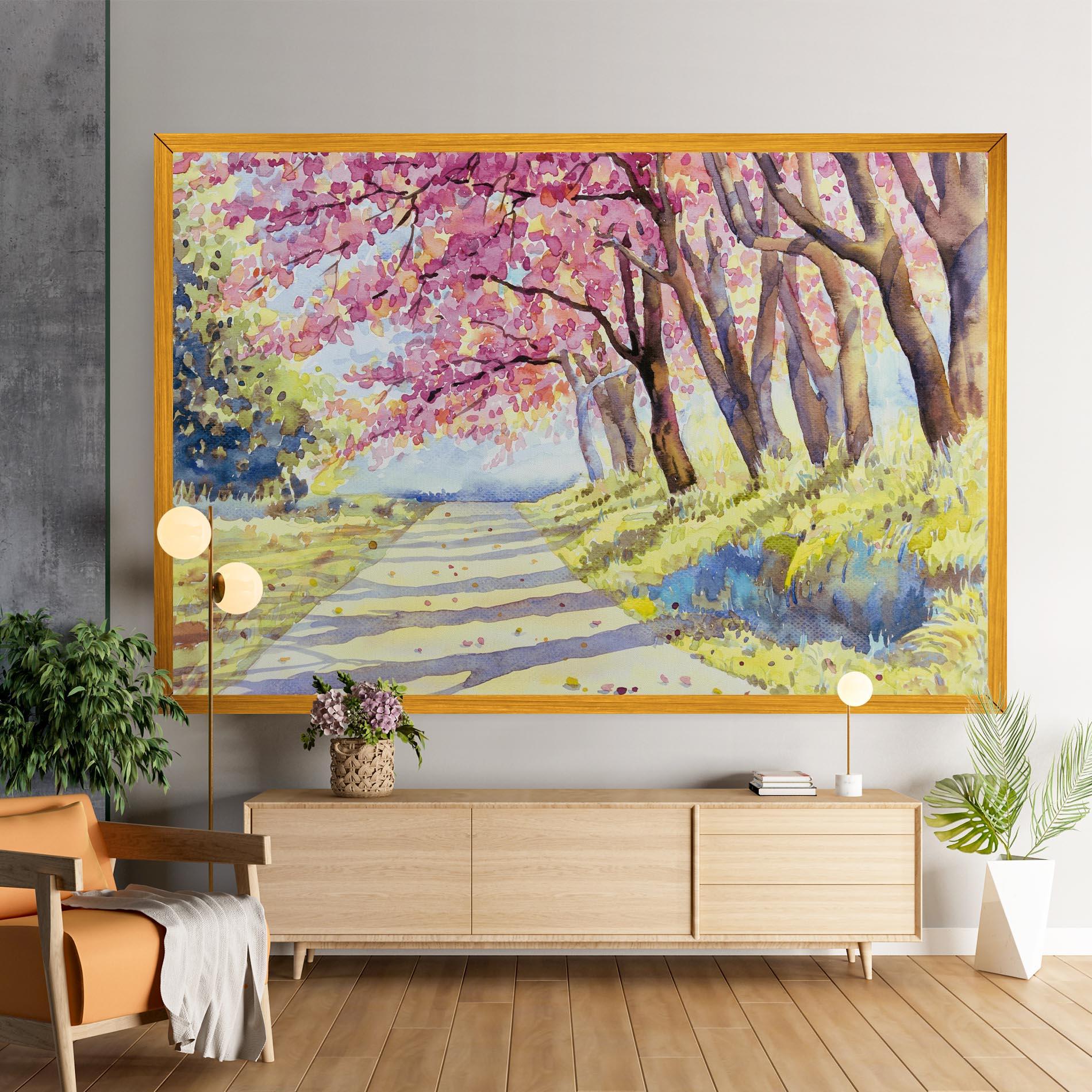 Vászonkép Watercolor Spring Landscape mockup 9