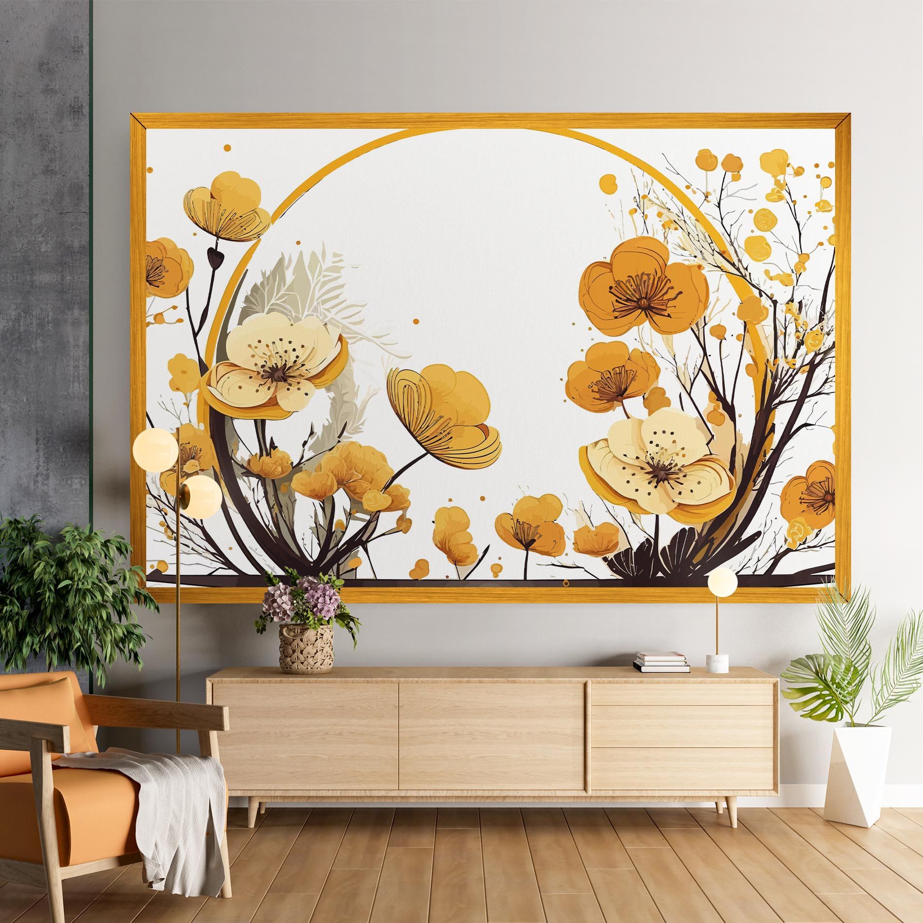 Yellow Circle Flowers mockup 9