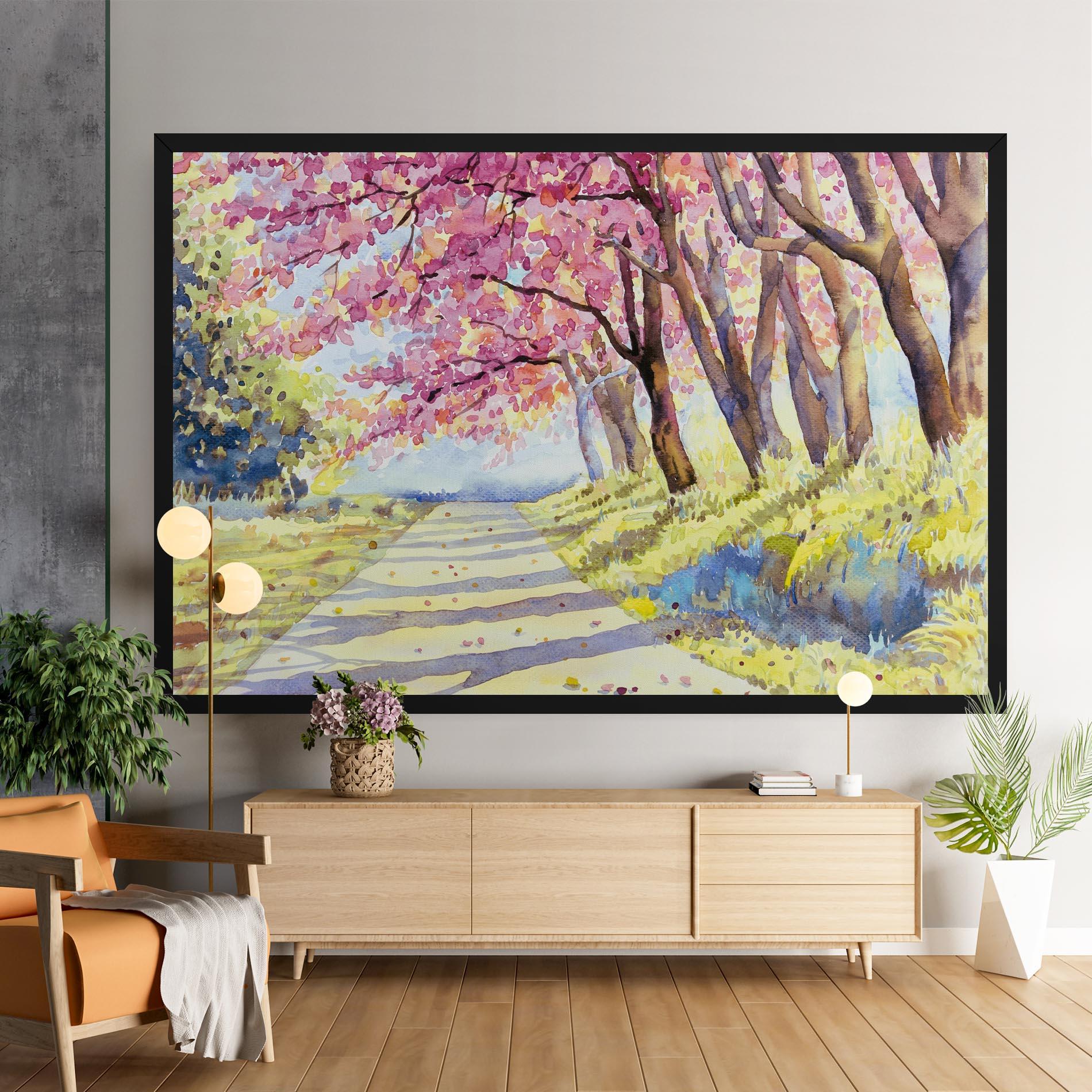 Vászonkép Watercolor Spring Landscape mockup 9