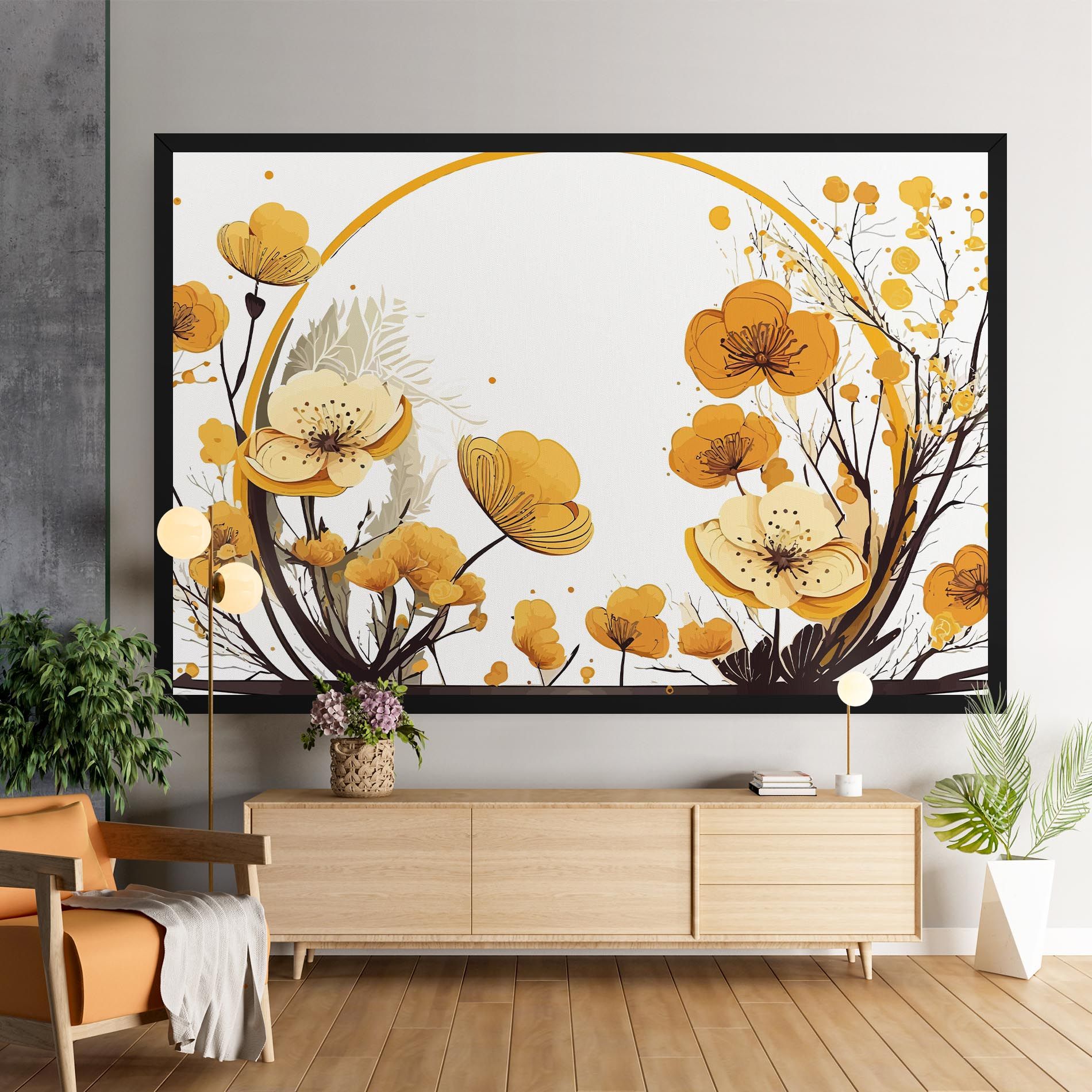 Yellow Circle Flowers mockup 9