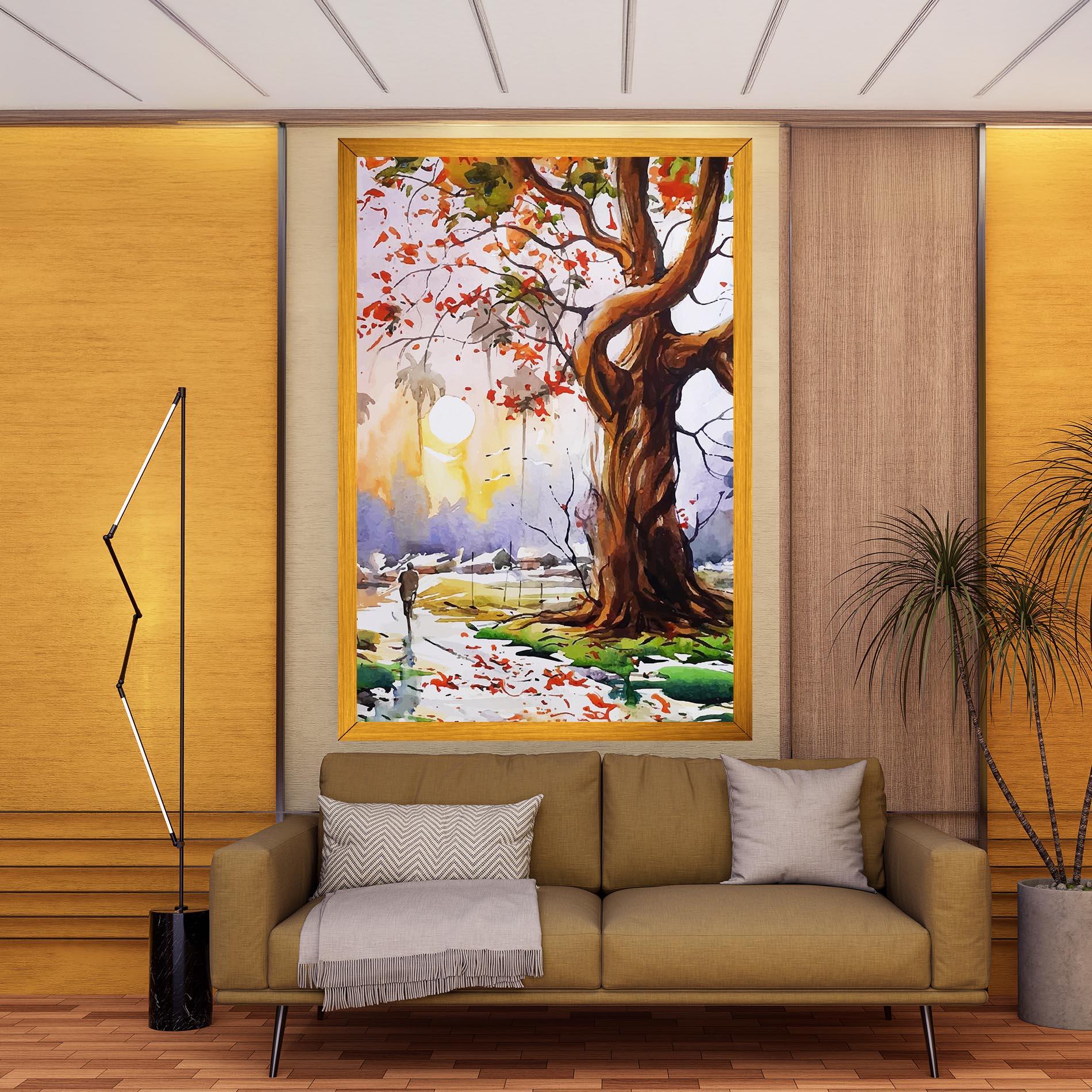 Vászonkép Watercolor Spring Tree mockup 9