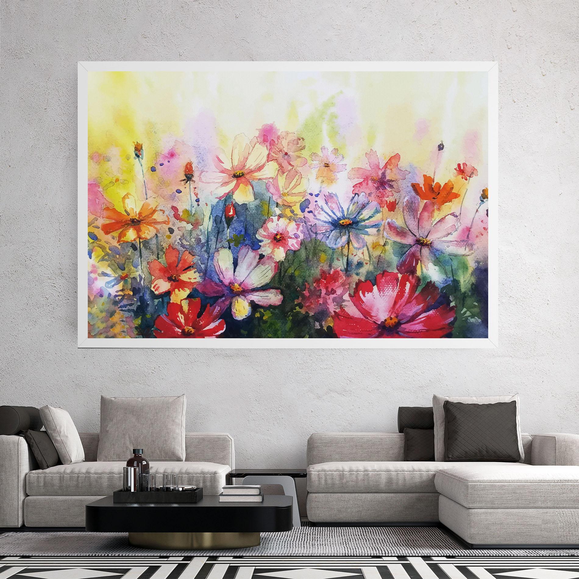 Vászonkép Water Art Flowers mockup 2