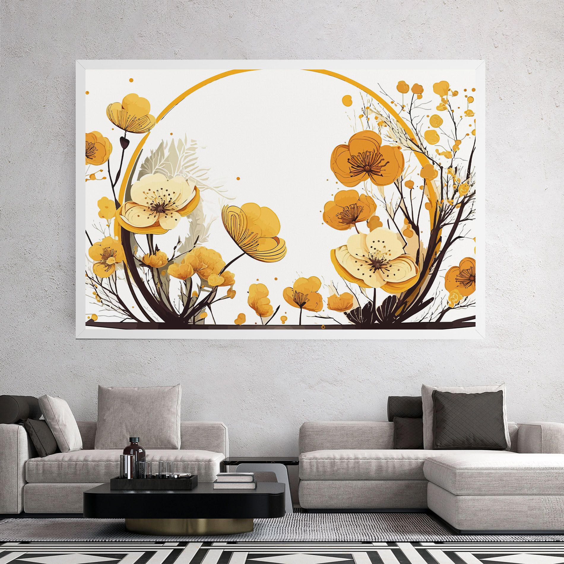 Yellow Circle Flowers mockup 2