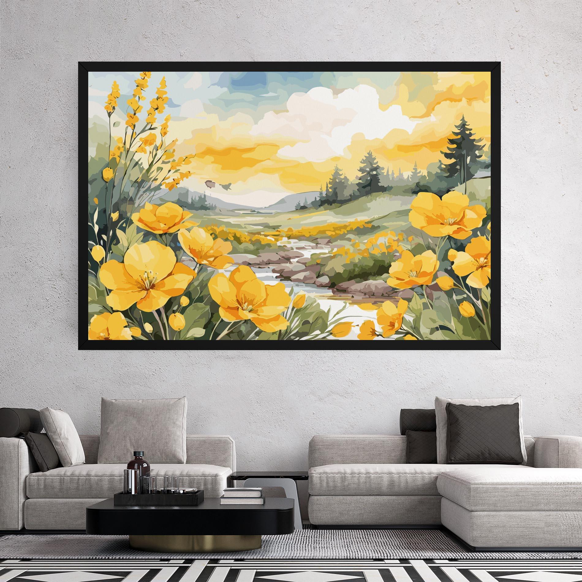 Vászonkép Yellow Spring Flower mockup 2