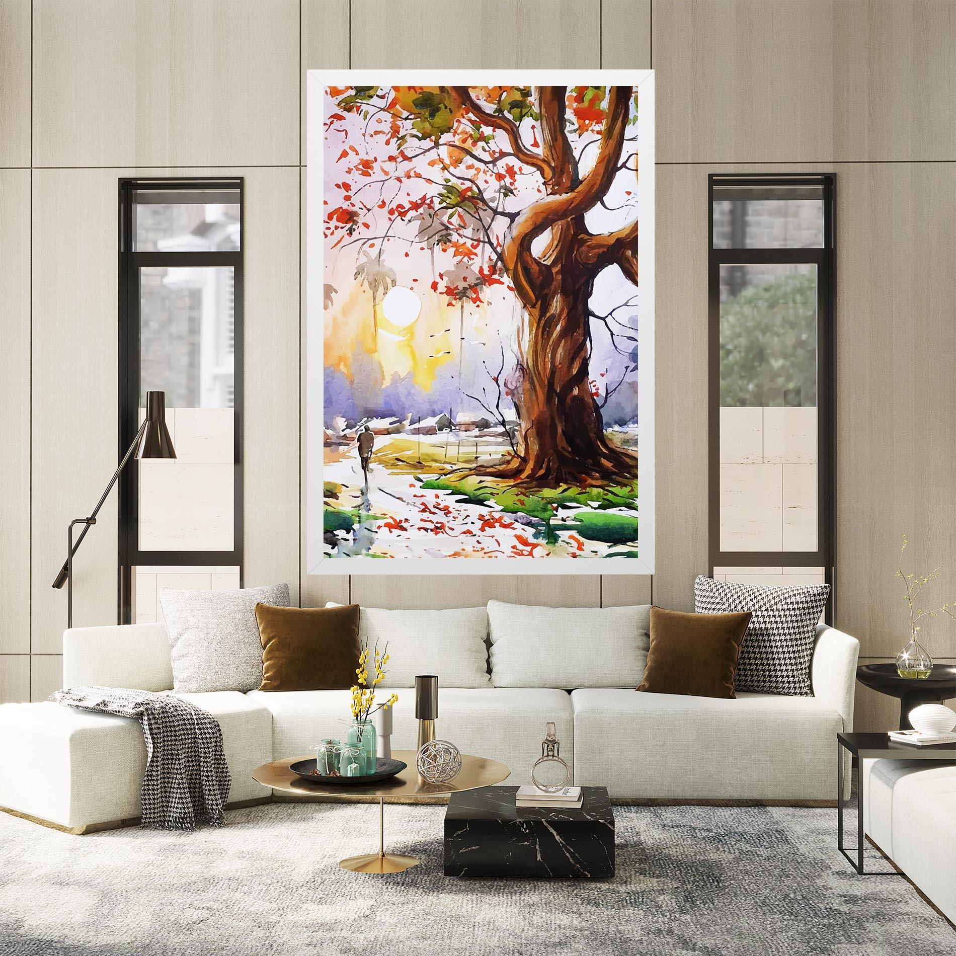 Vászonkép Watercolor Spring Tree mockup 2