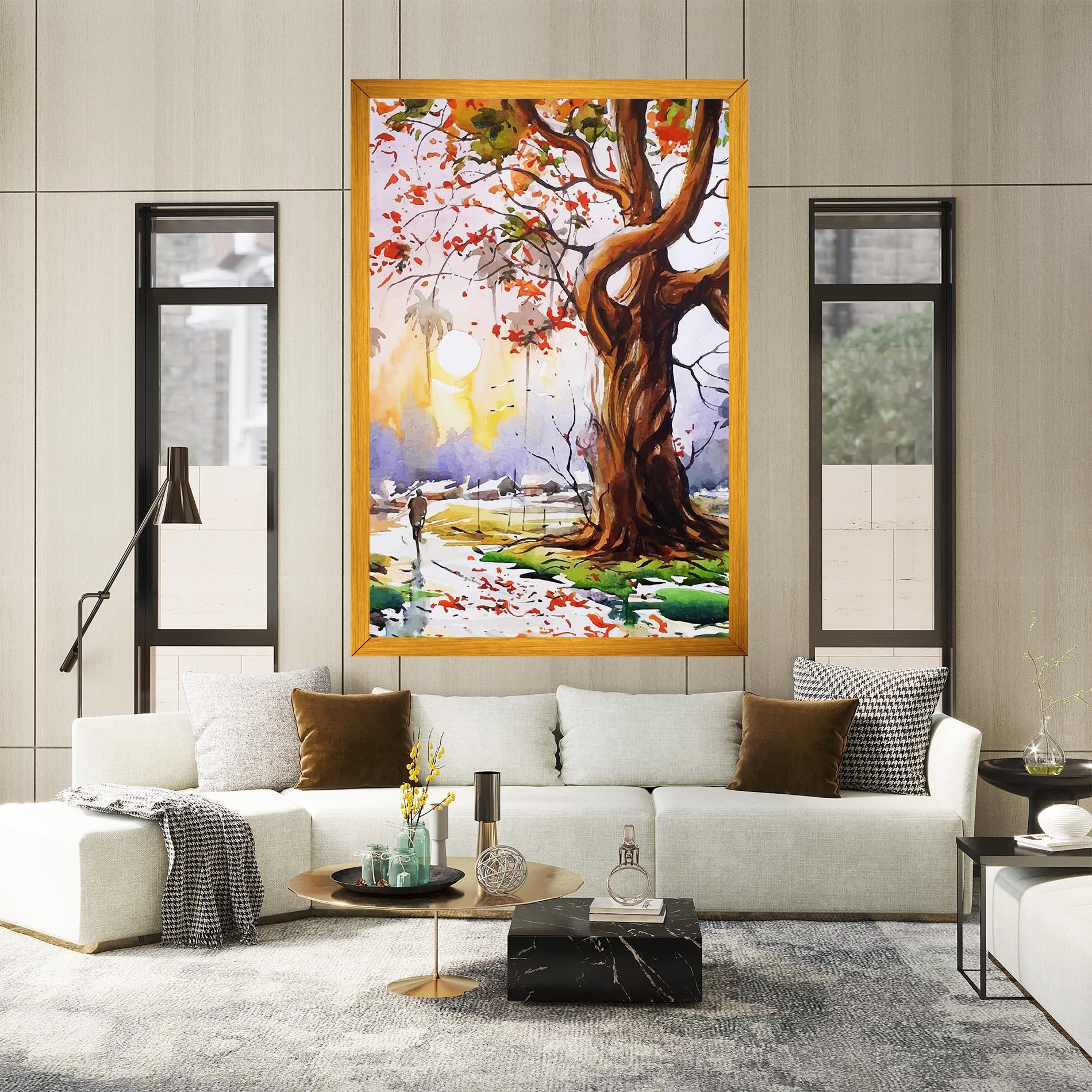 Vászonkép Watercolor Spring Tree mockup 2