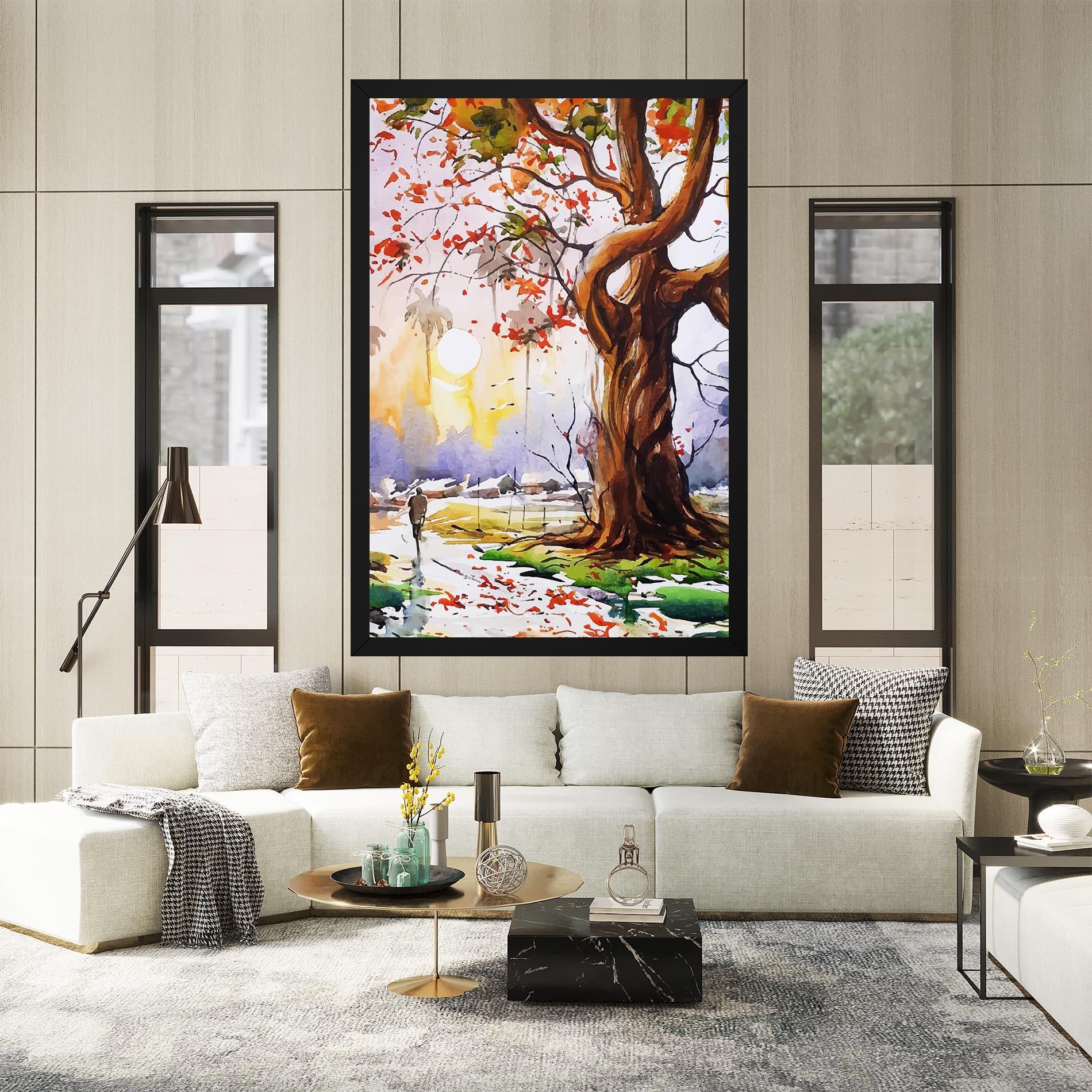 Vászonkép Watercolor Spring Tree mockup 2