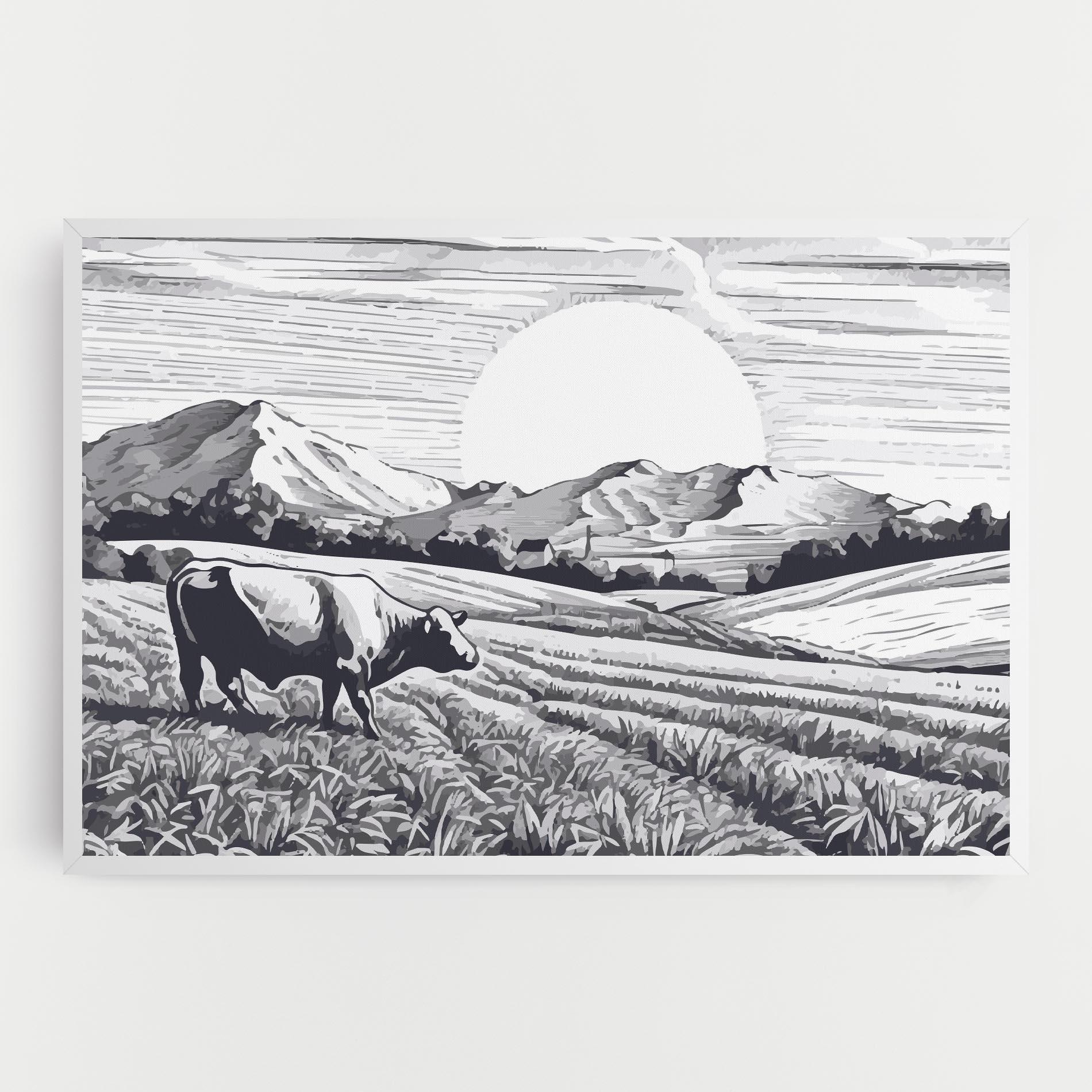 Vászonkép Cow Grey Ink mockup 0