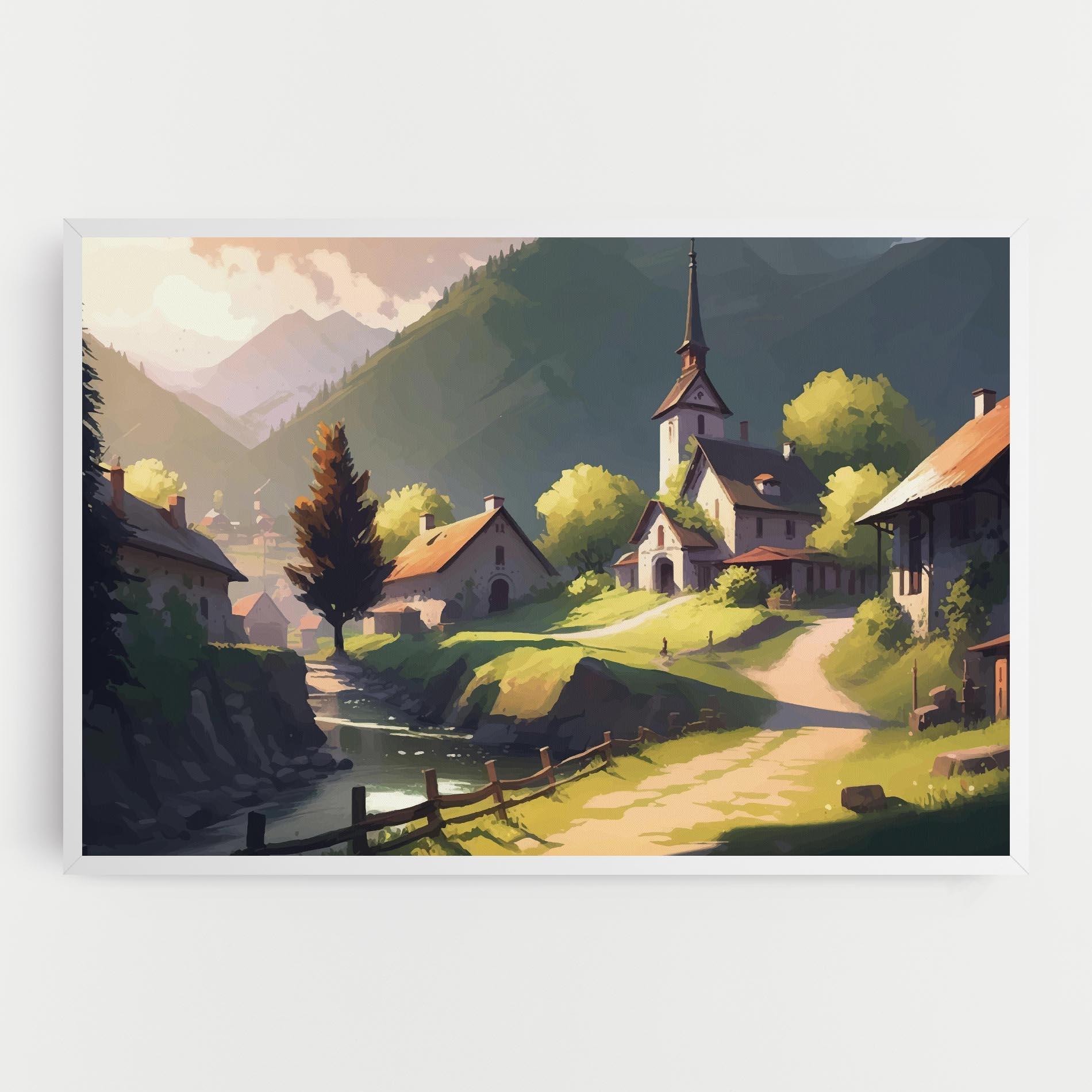 Vászonkép Village Church Art mockup 0