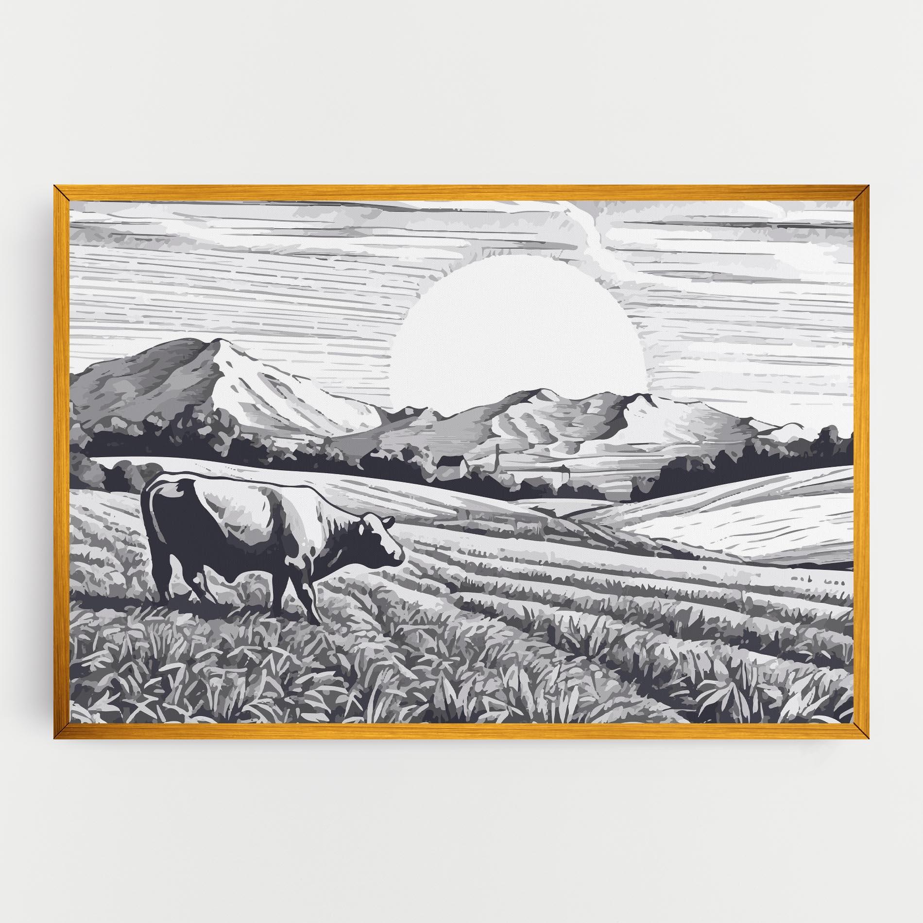 Vászonkép Cow Grey Ink mockup 0