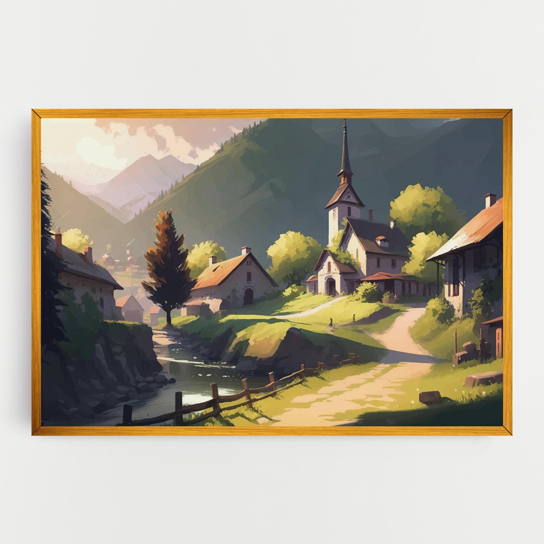 Vászonkép Village Church Art mockup 0