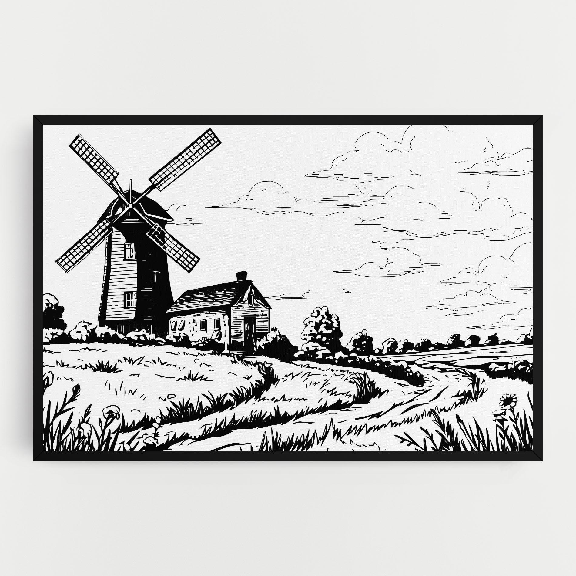 Vászonkép Black Line Wheat mockup 0