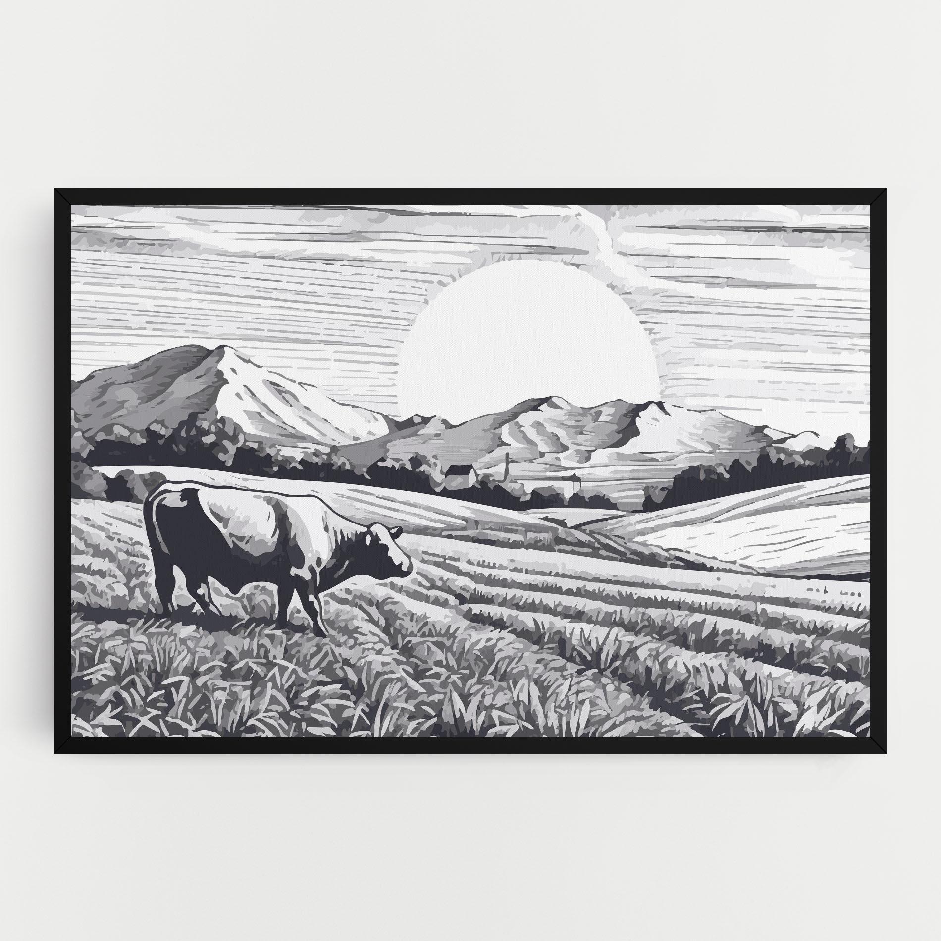 Vászonkép Cow Grey Ink mockup 0