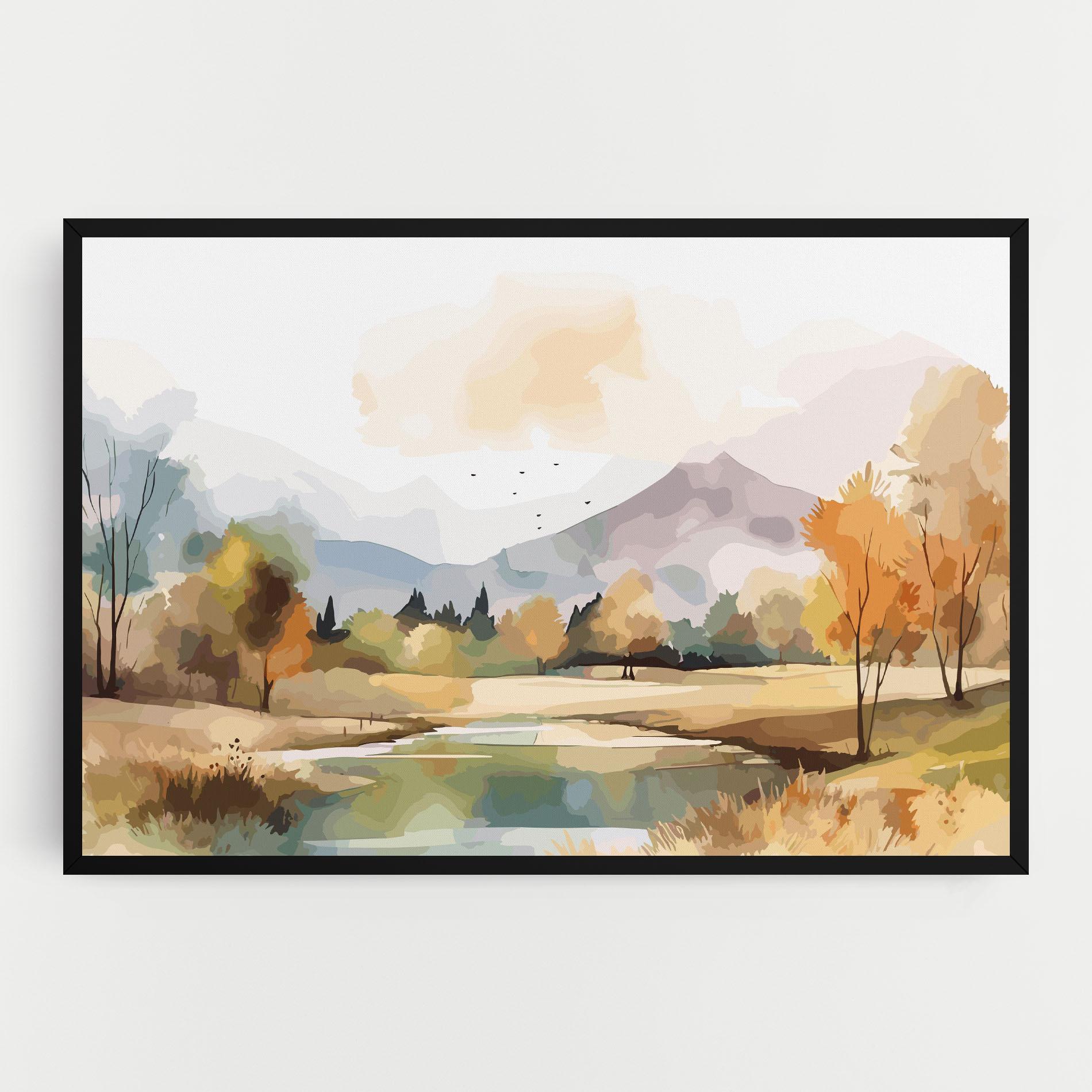 Vászonkép Rural Lake View mockup 0