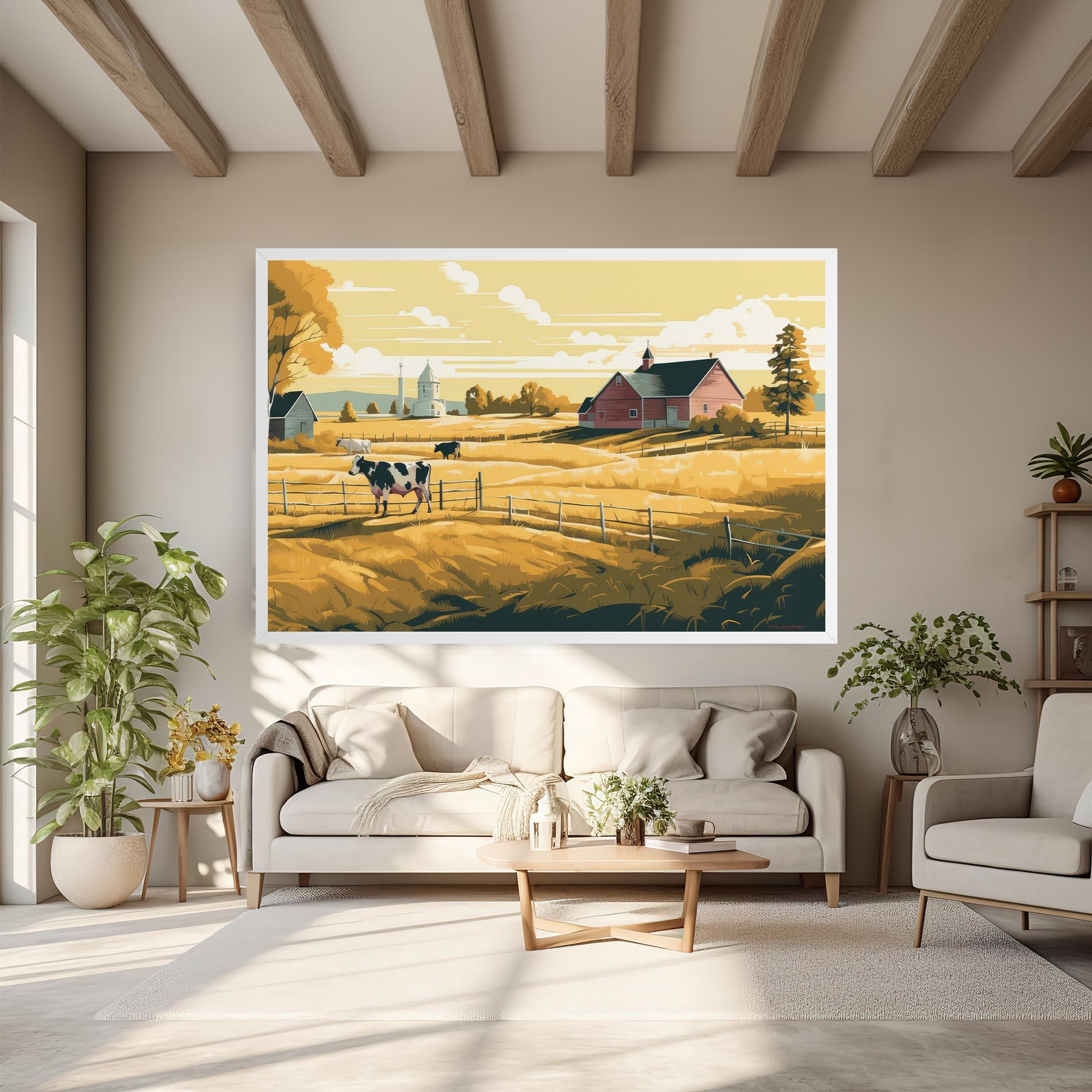 Vászonkép Cows Sunlight Farm mockup 6