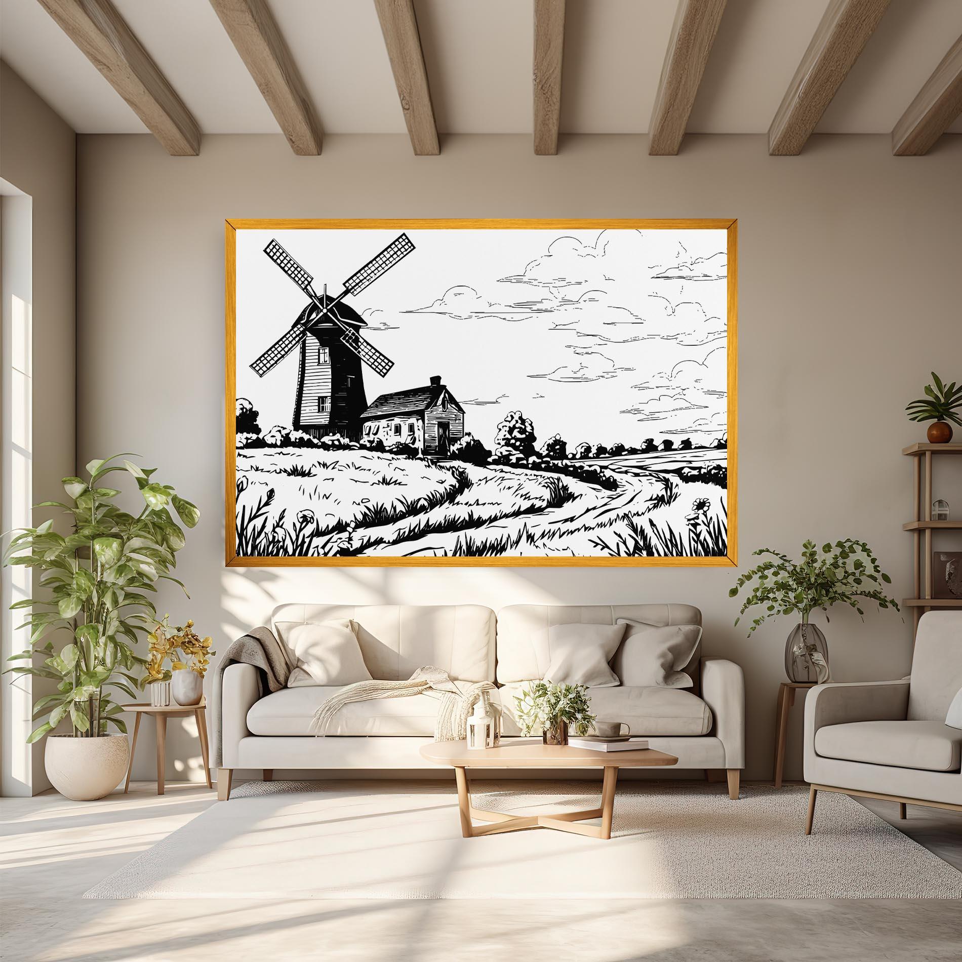 Vászonkép Black Line Wheat mockup 6