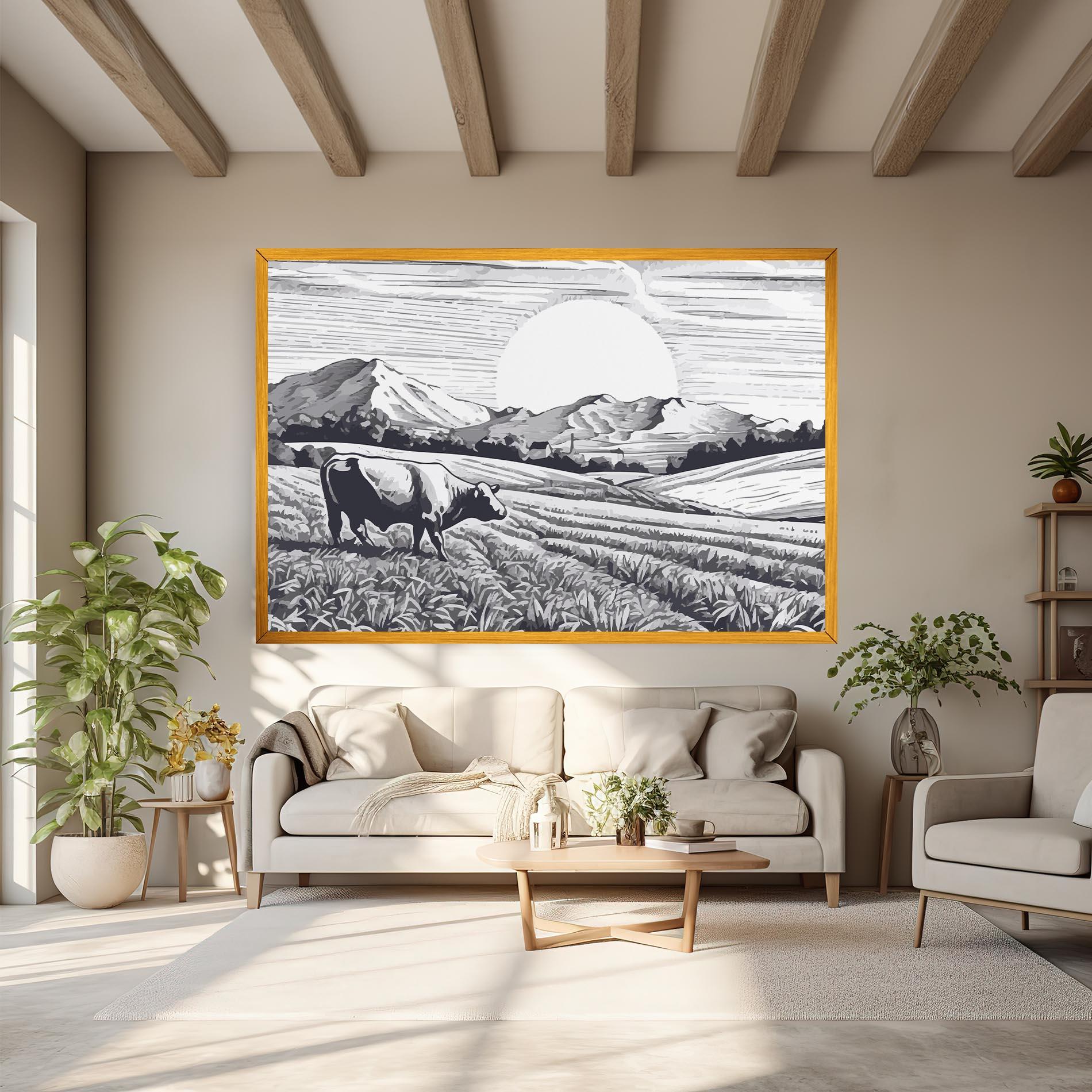 Vászonkép Cow Grey Ink mockup 6