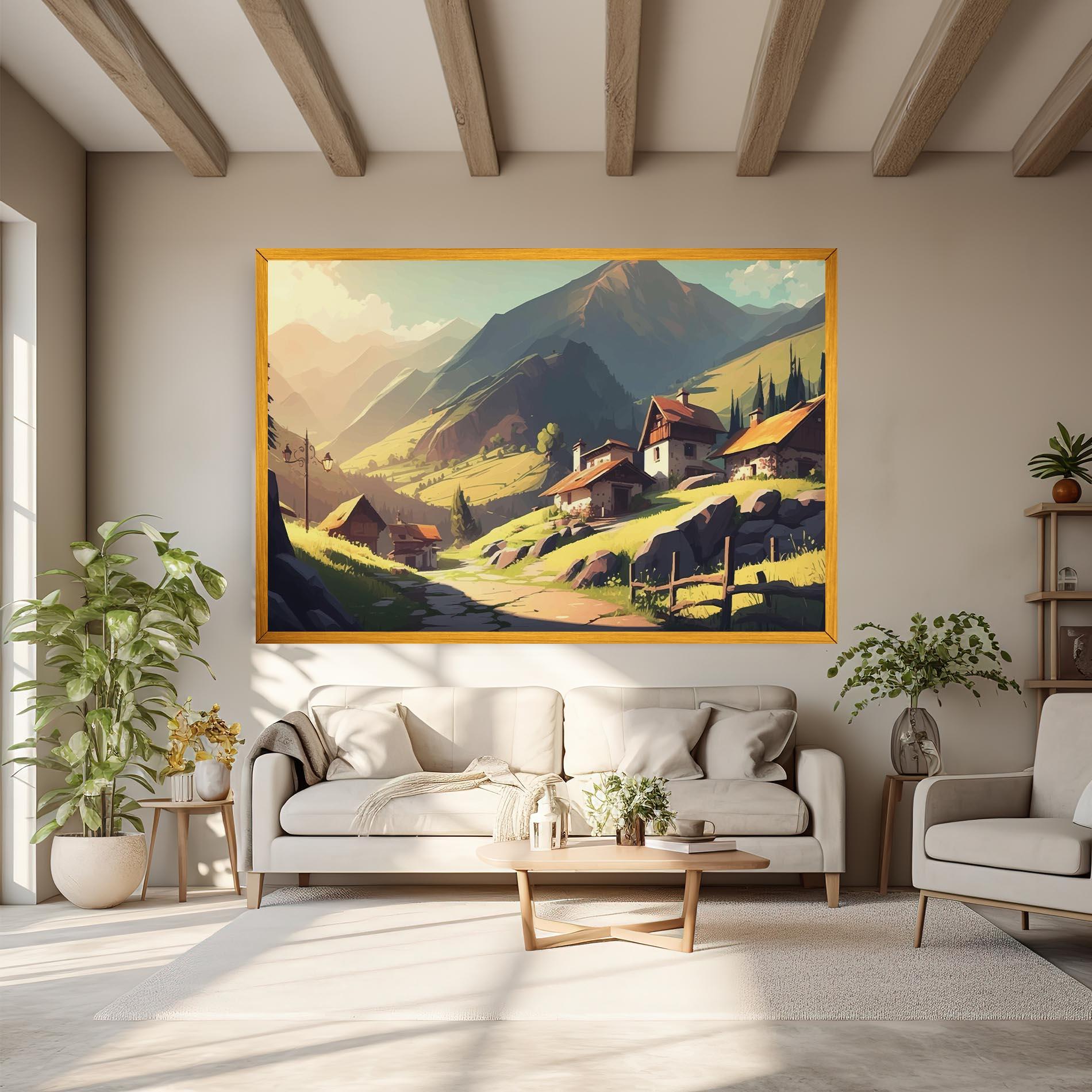 Vászonkép Grassy Mountain View mockup 6