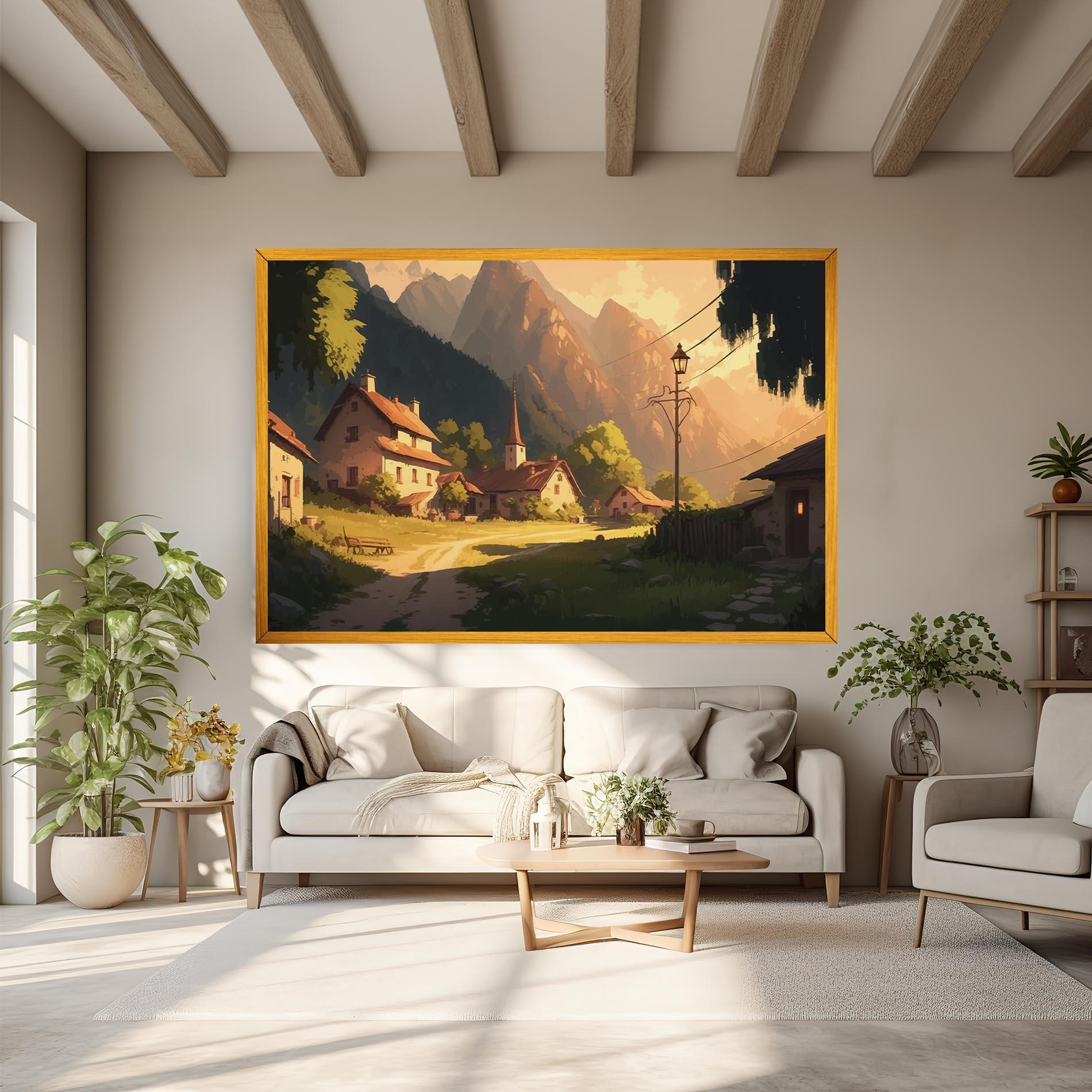 Vászonkép Grassy Village View mockup 6