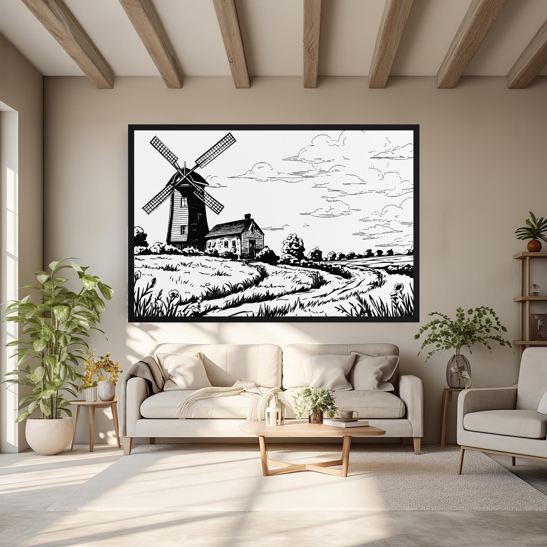 Vászonkép Black Line Wheat mockup 6