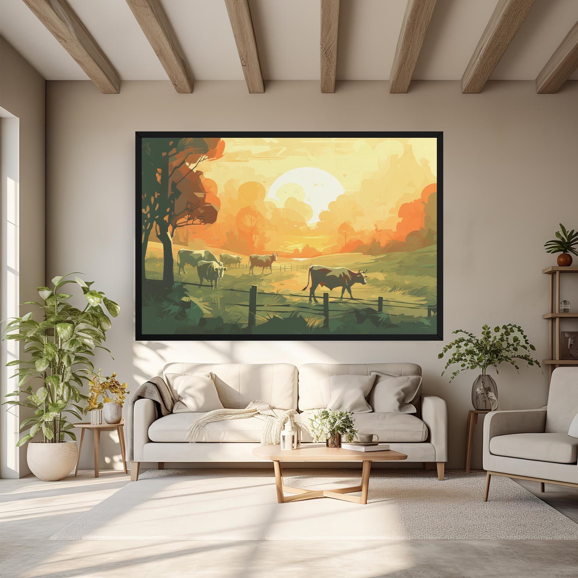 Vászonkép Cows Grazing mockup 6