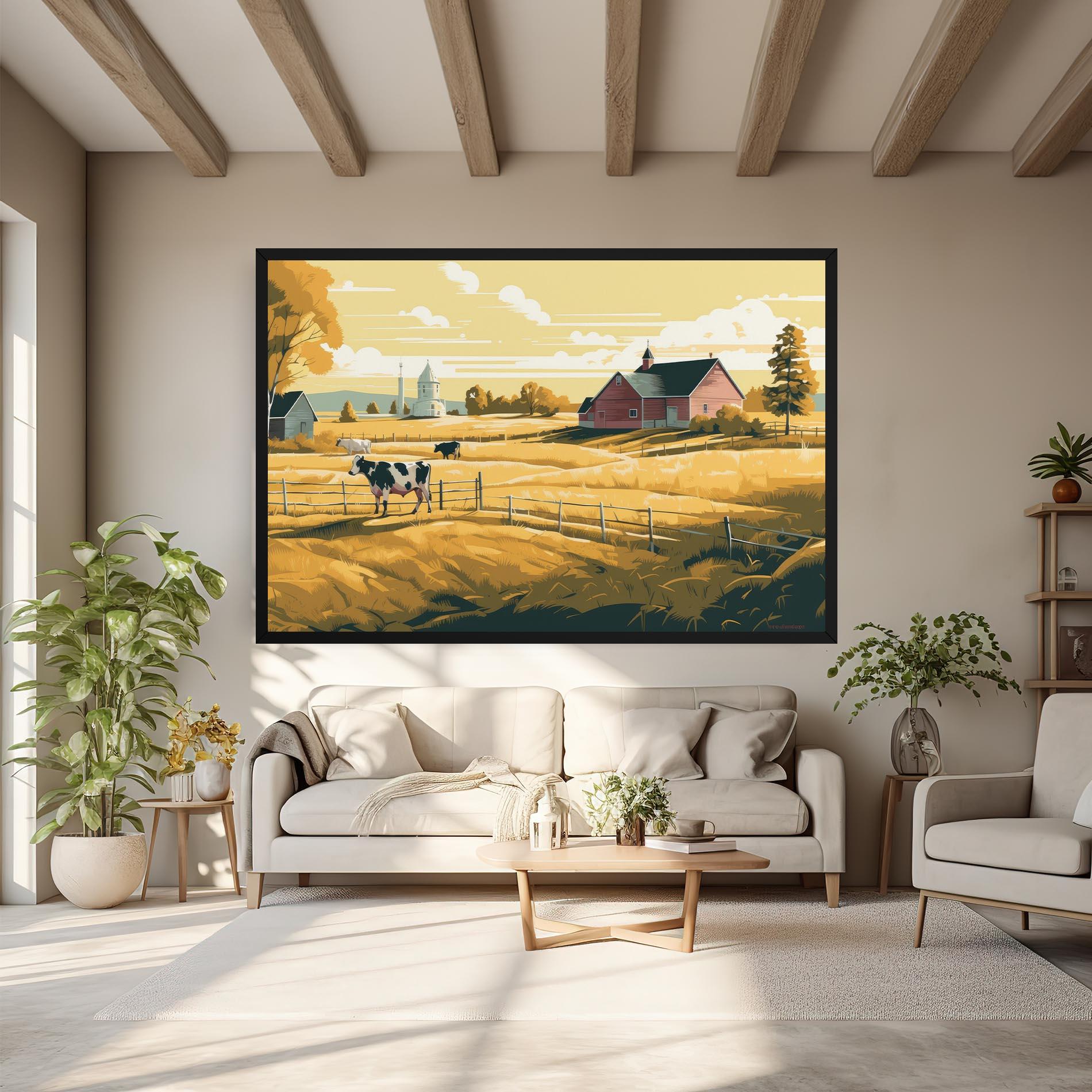 Vászonkép Cows Sunlight Farm mockup 6