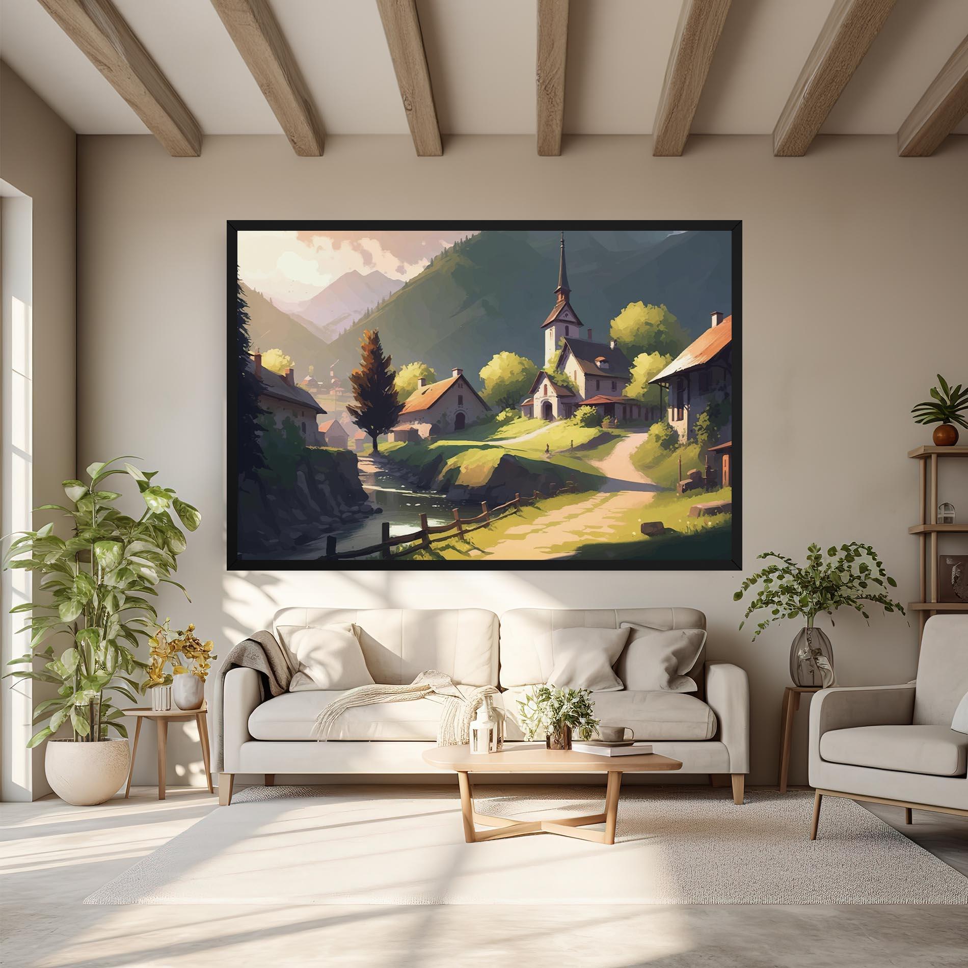 Vászonkép Village Church Art mockup 6