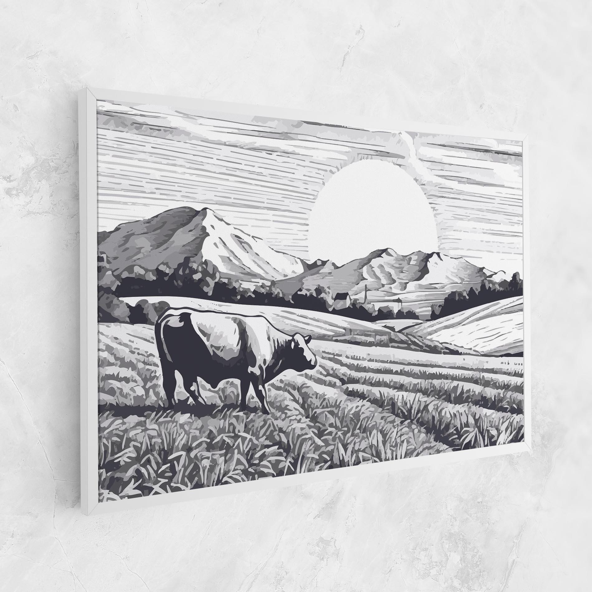 Vászonkép Cow Grey Ink mockup 1