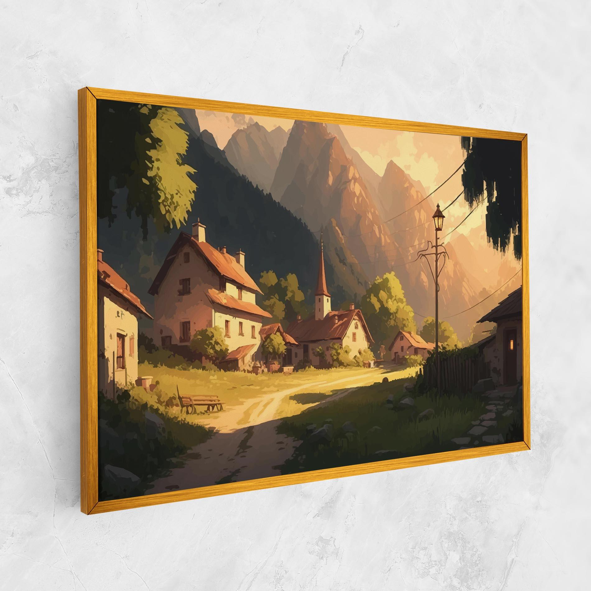 Vászonkép Grassy Village View mockup 1