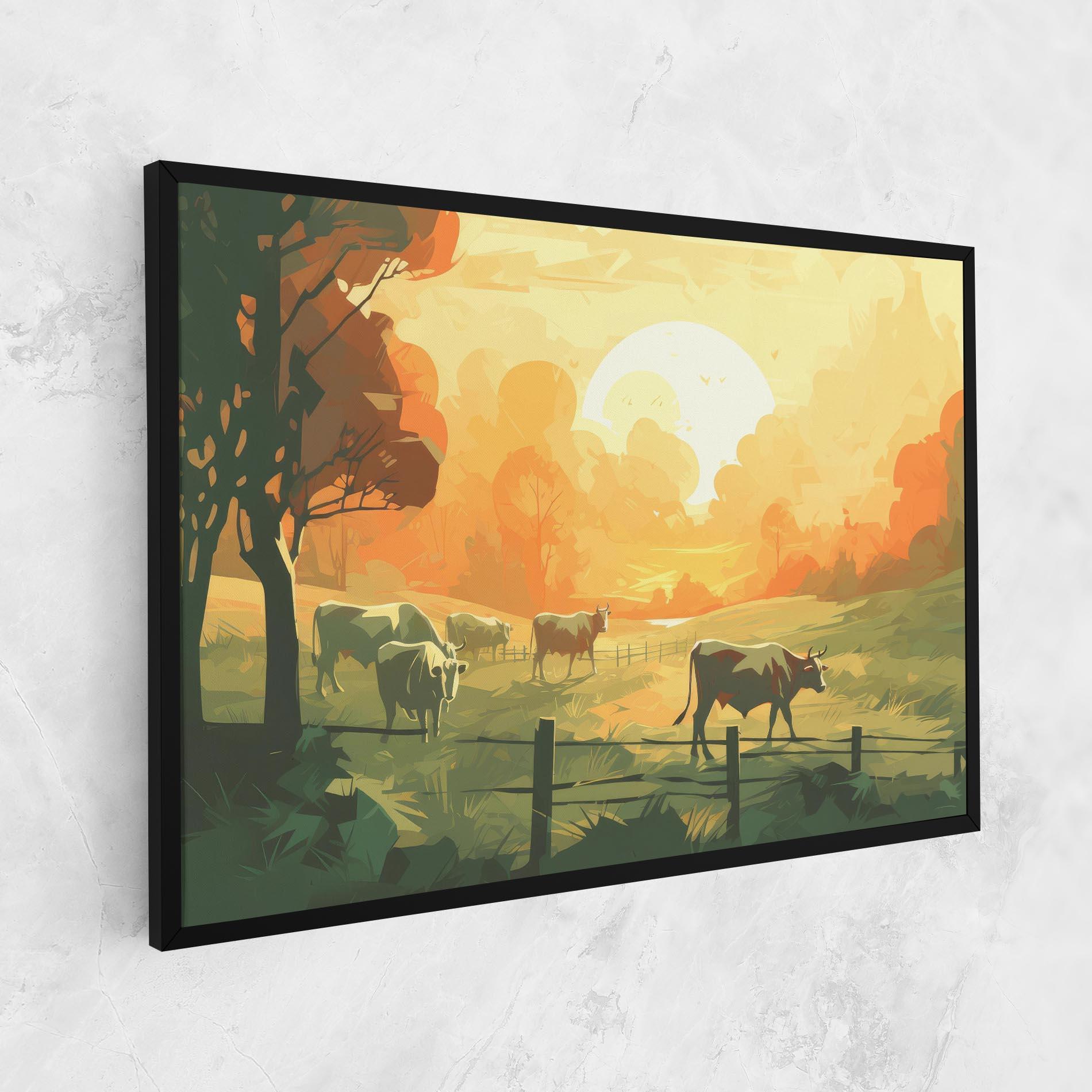 Vászonkép Cows Grazing mockup 1