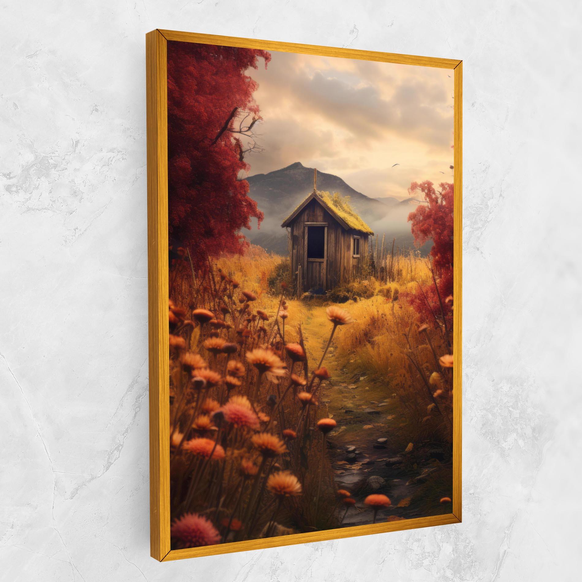 Vászonkép Small Cabin Field mockup 1