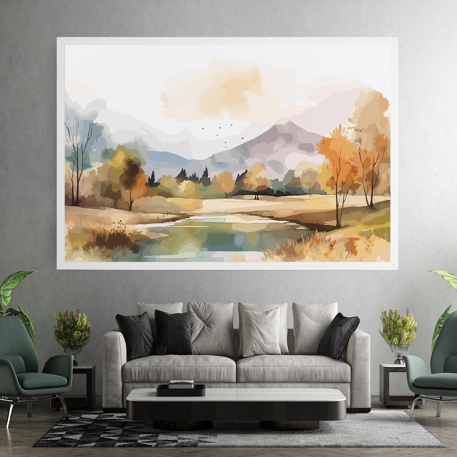 Vászonkép Rural Lake View mockup 7