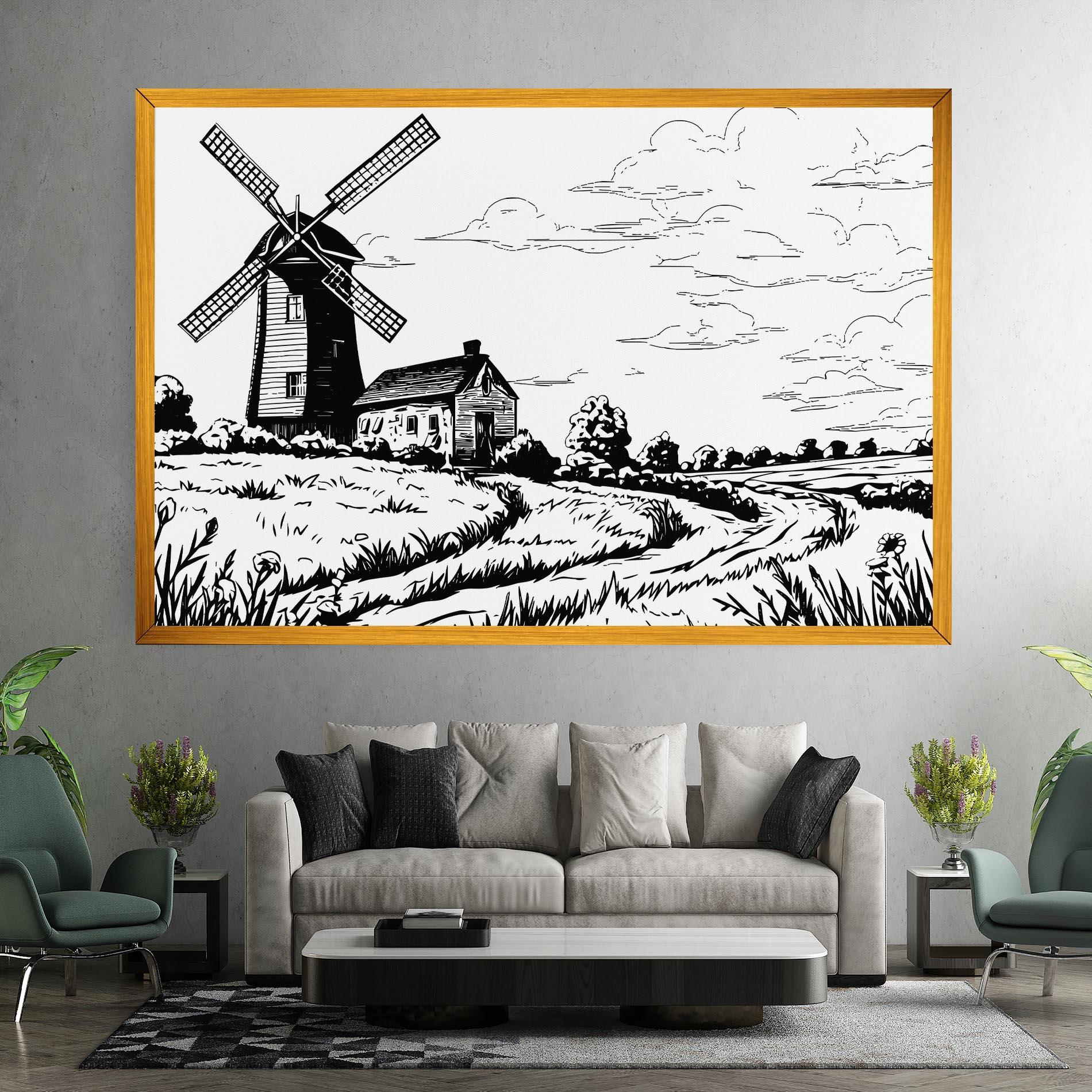 Vászonkép Black Line Wheat mockup 7