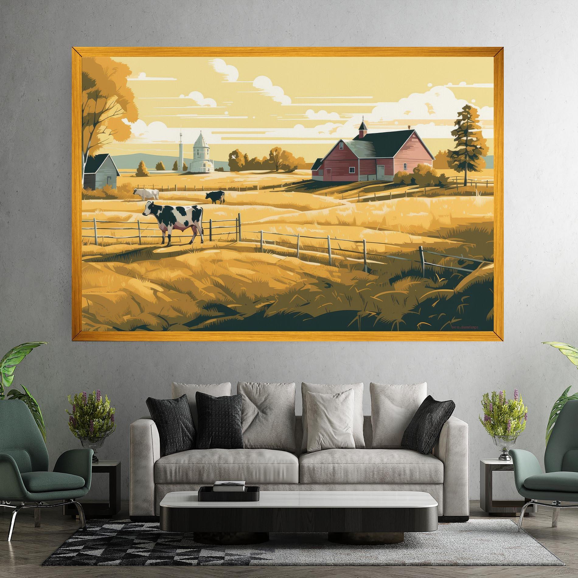 Vászonkép Cows Sunlight Farm mockup 7