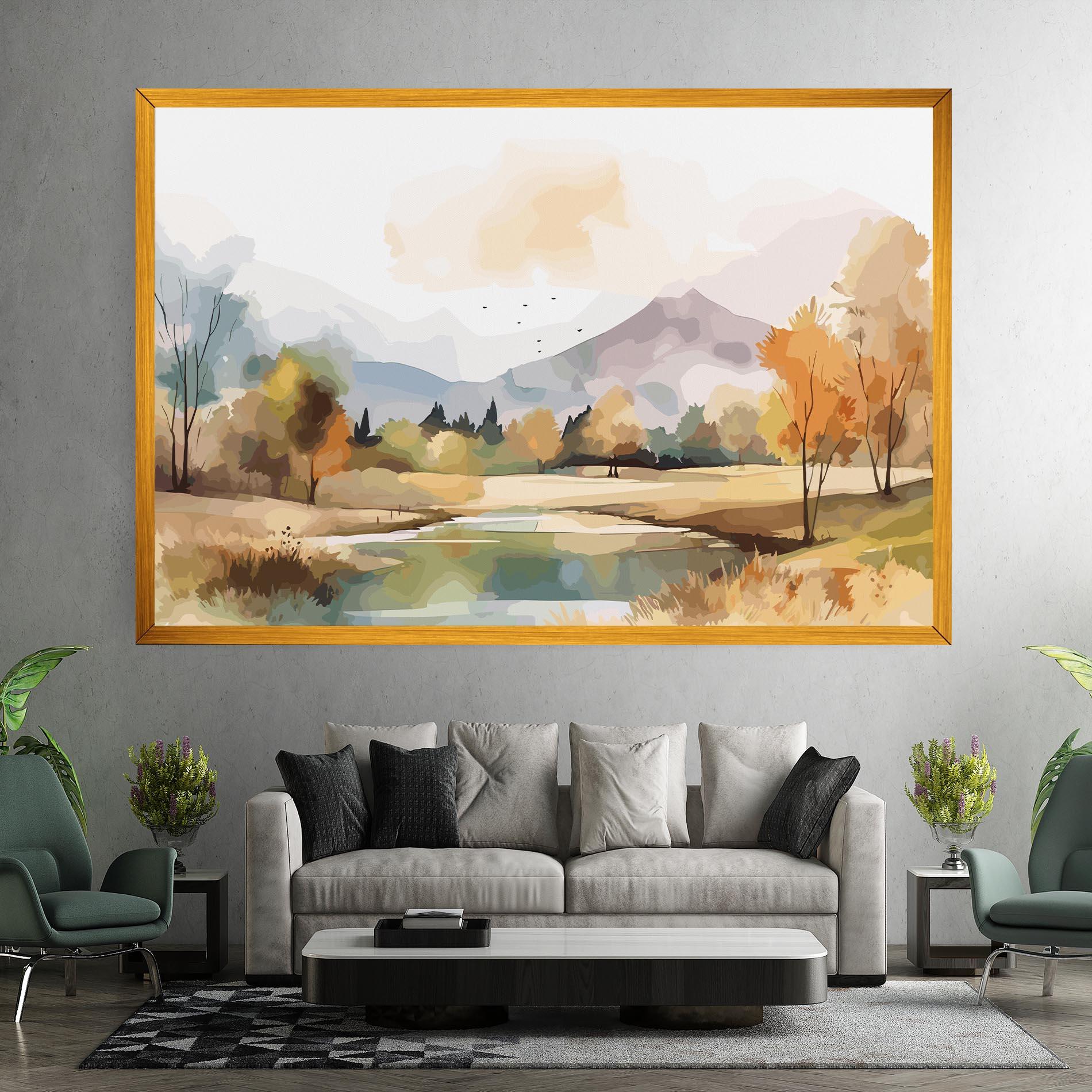 Vászonkép Rural Lake View mockup 7