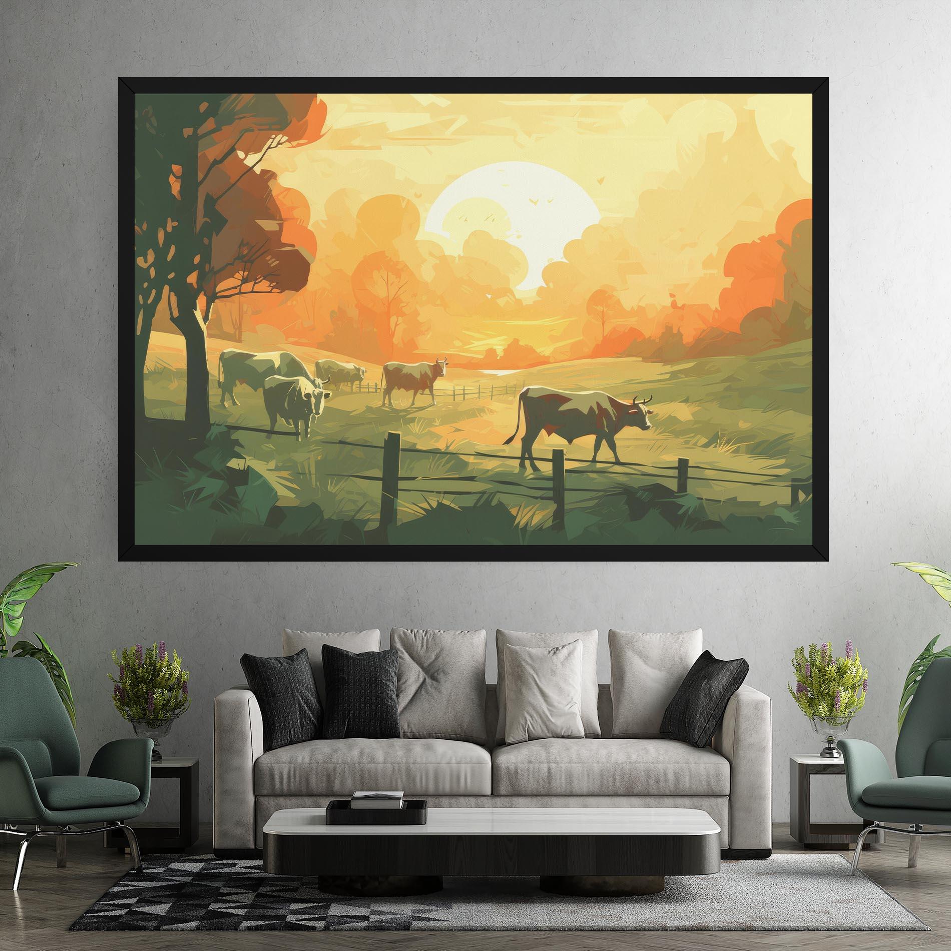 Vászonkép Cows Grazing mockup 7