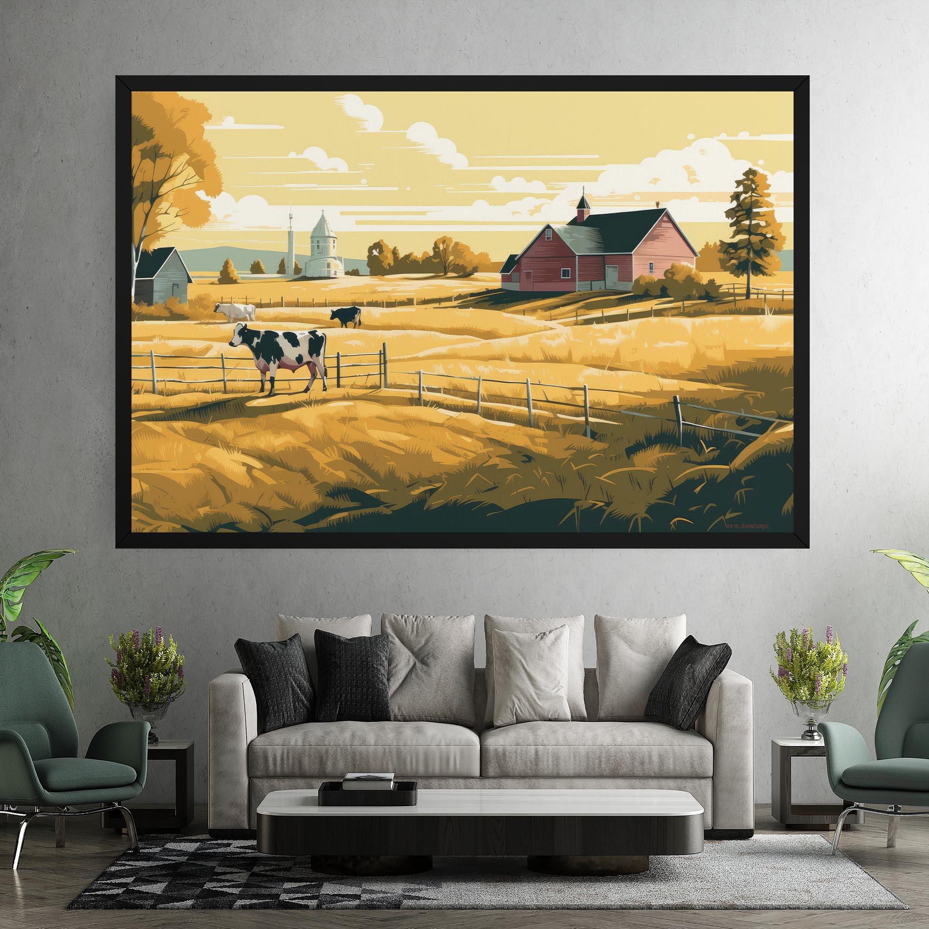 Vászonkép Cows Sunlight Farm mockup 7