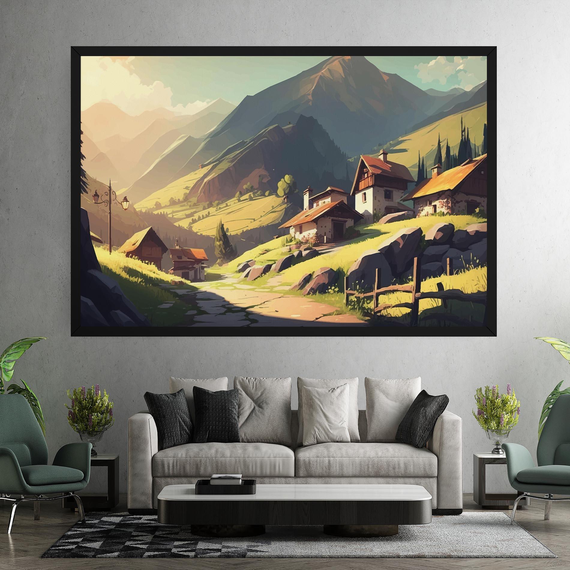 Vászonkép Grassy Mountain View mockup 7