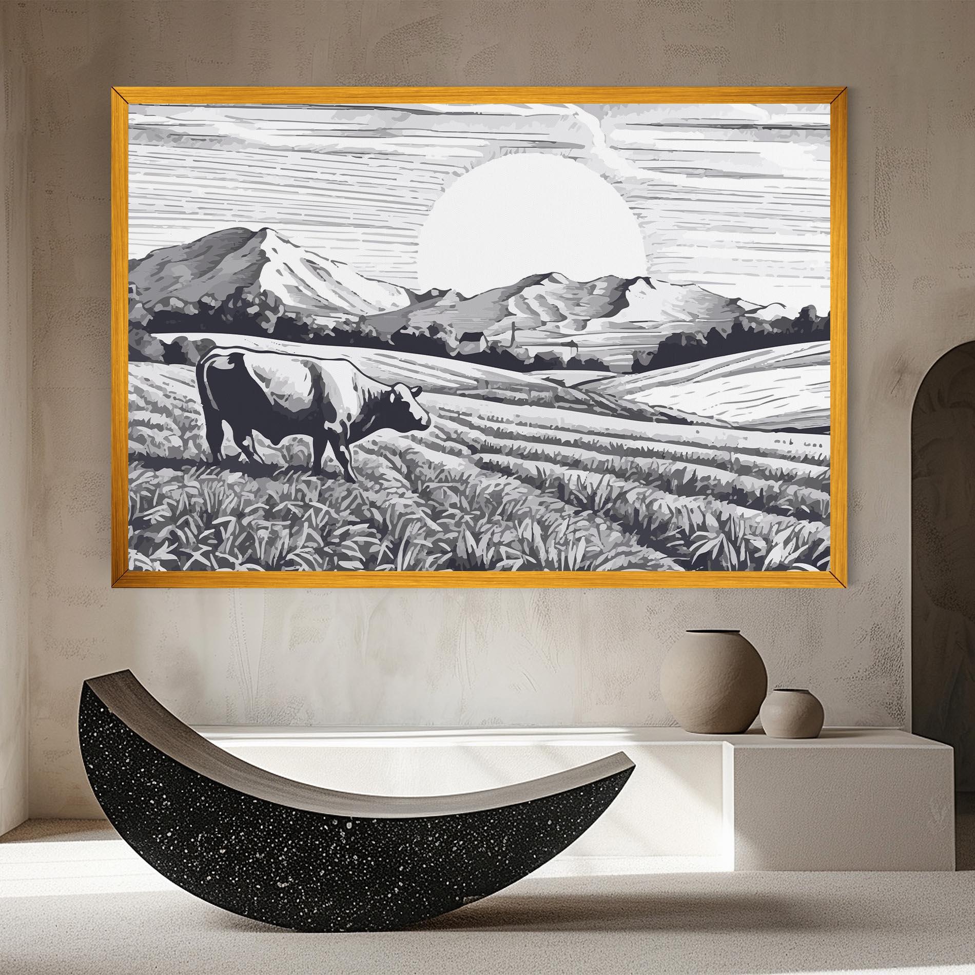 Vászonkép Cow Grey Ink mockup 8