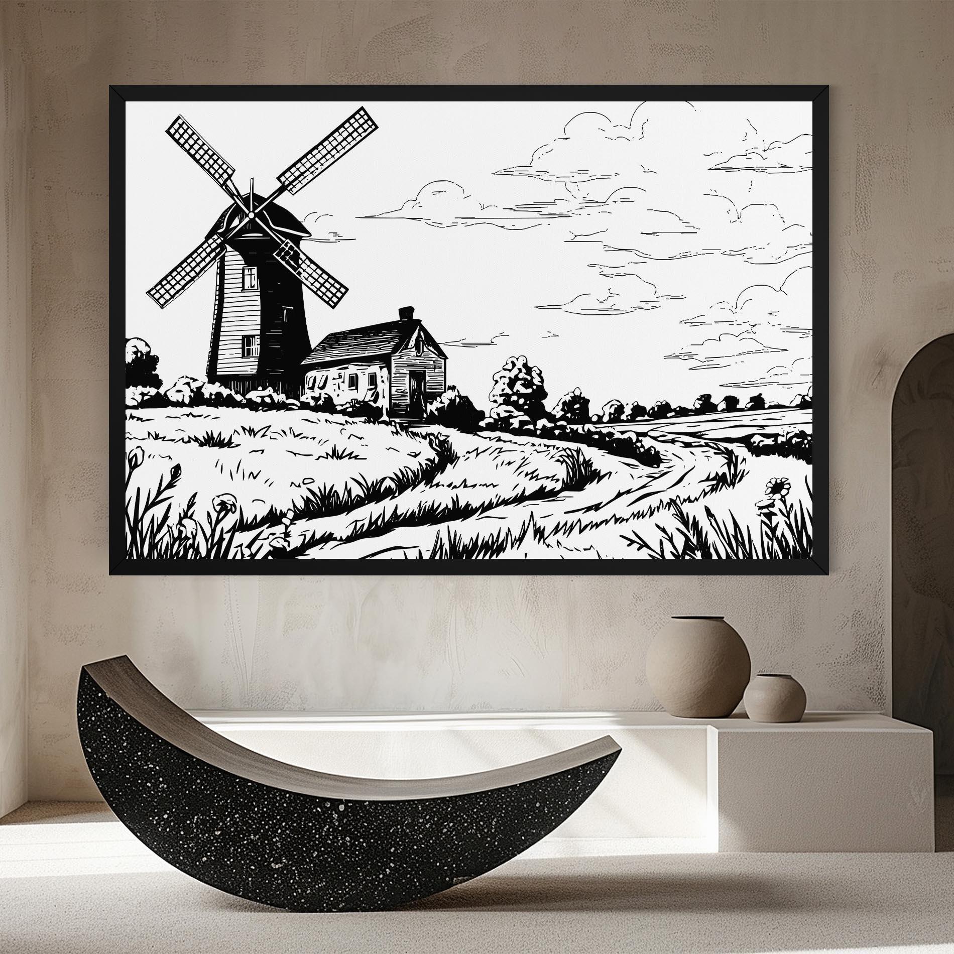 Vászonkép Black Line Wheat mockup 8