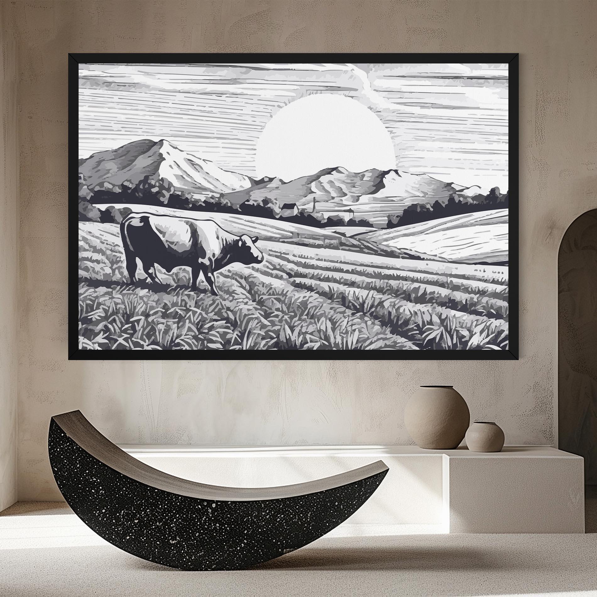 Vászonkép Cow Grey Ink mockup 8