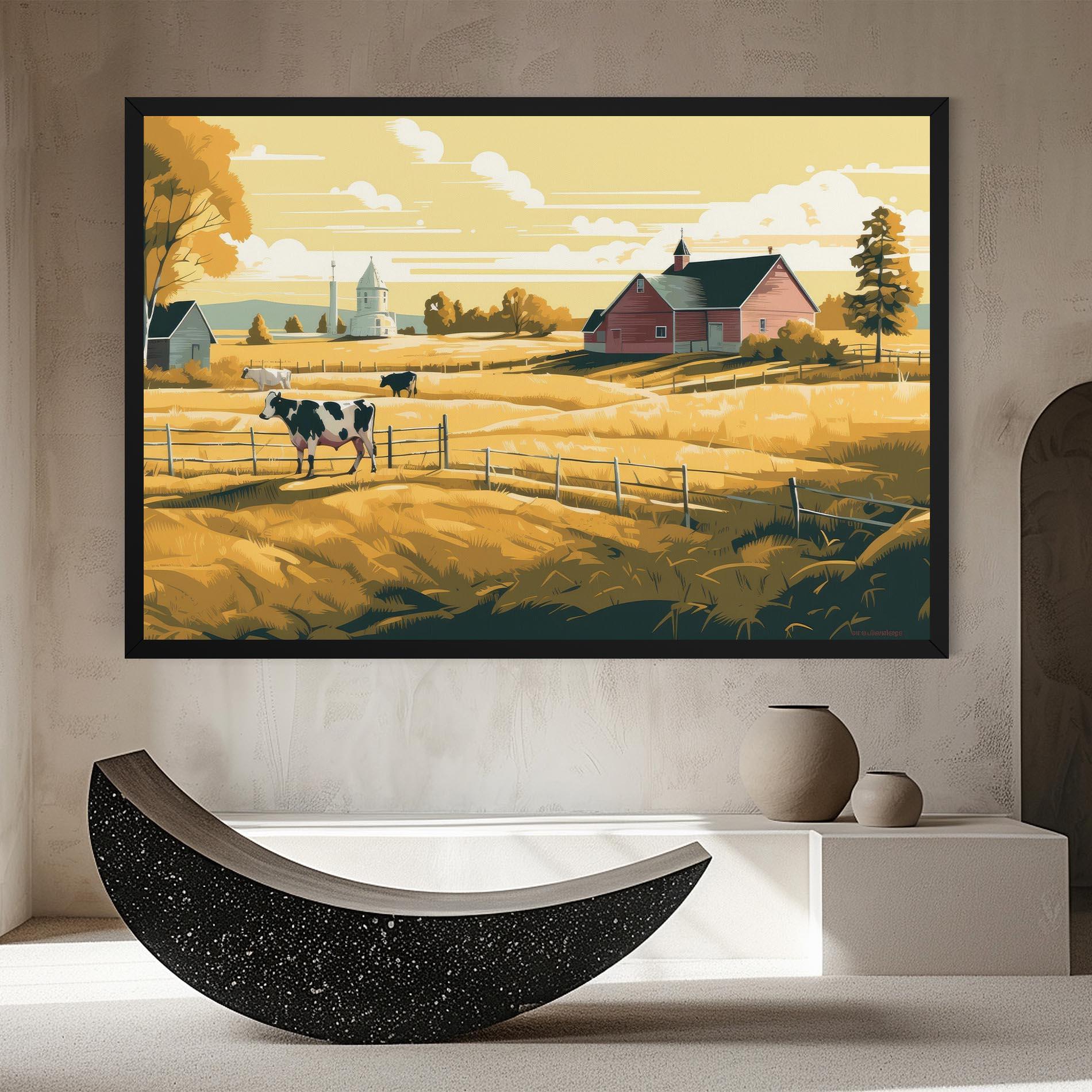 Vászonkép Cows Sunlight Farm mockup 8